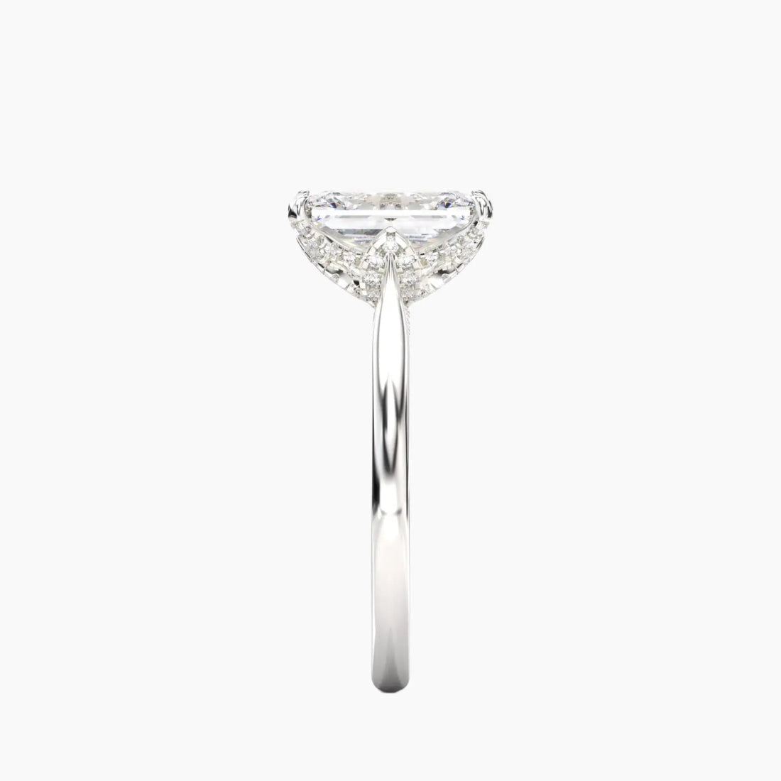 Rosette Radiant Hidden Halo 1.5 Carat Lab Grown Diamond Engagement Ring in 18K Yellow Gold