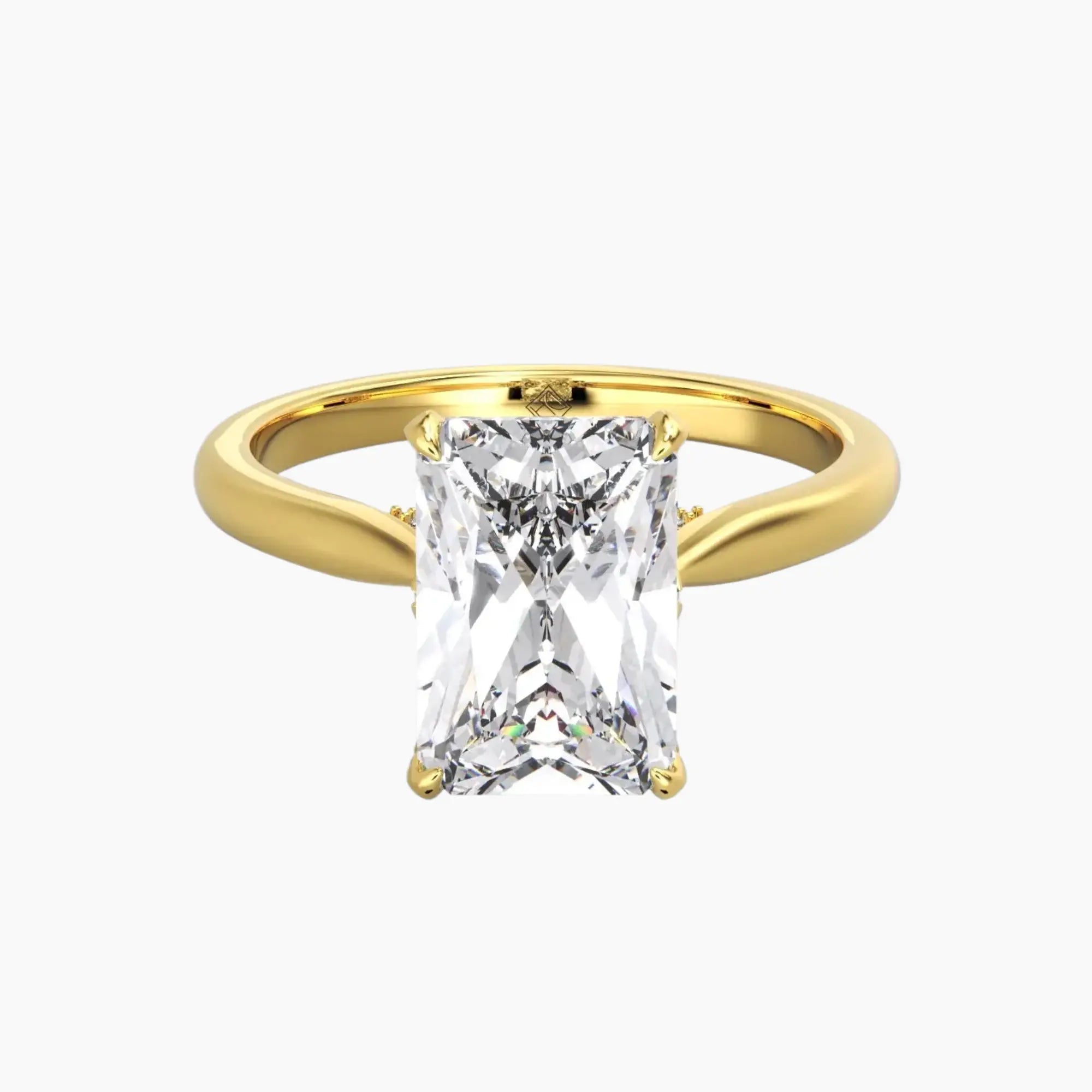 Rosette Radiant Hidden Halo Diamond Ring Setting in 14K White Gold
