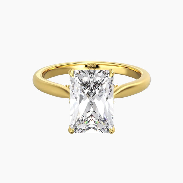Rosette Radiant Hidden Halo 2 Carat Lab Grown Diamond Engagement Ring in 18K Yellow Gold