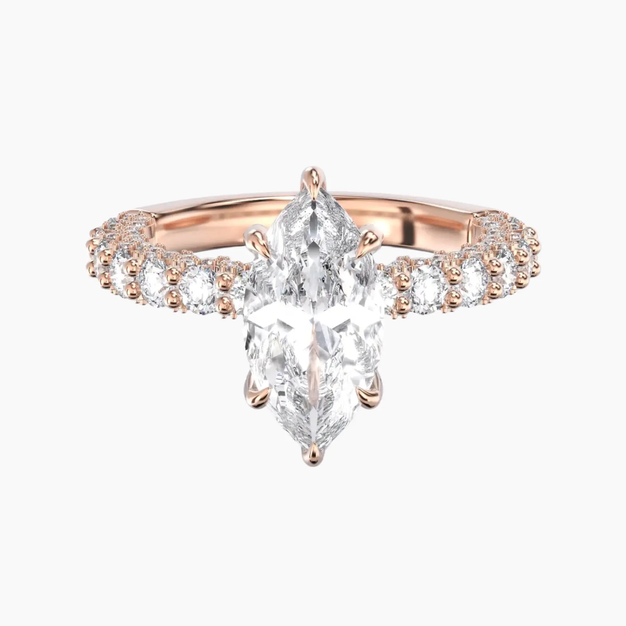 Lustre Marquise Hidden Halo 2 Carat Lab Grown Diamond Engagement Ring in 18K Rose Gold