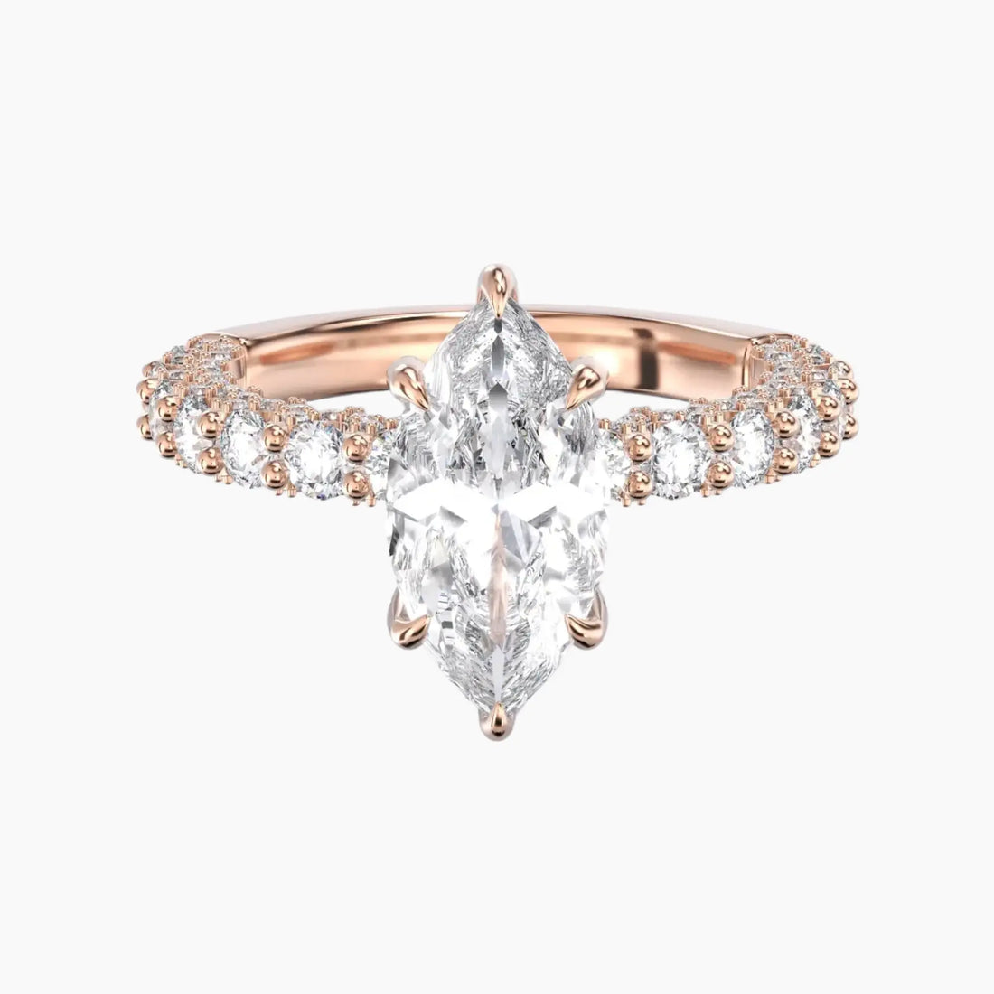 Lustre Marquise Hidden Halo 2 Carat Lab Grown Diamond Engagement Ring in 18K Rose Gold