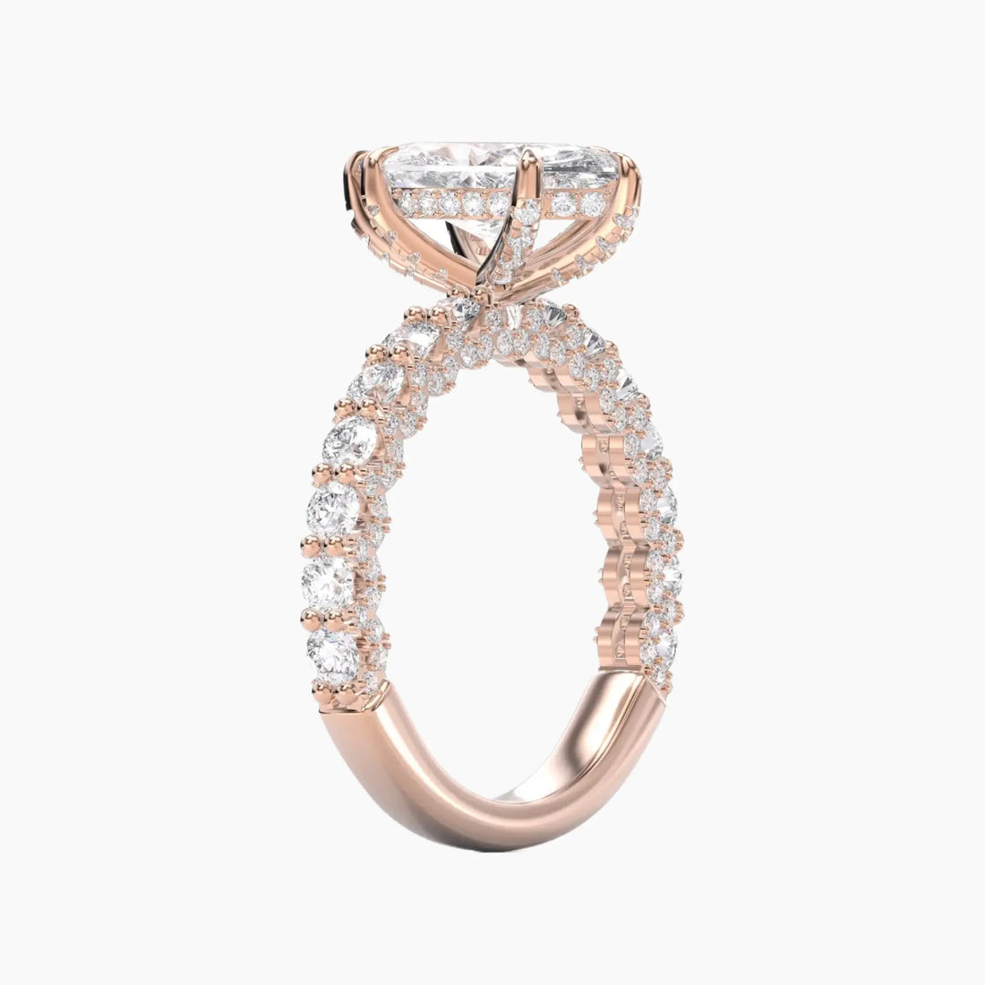 Lustre Marquise Hidden Halo 3 Carat Lab Grown Diamond Engagement Ring in 14K Rose Gold