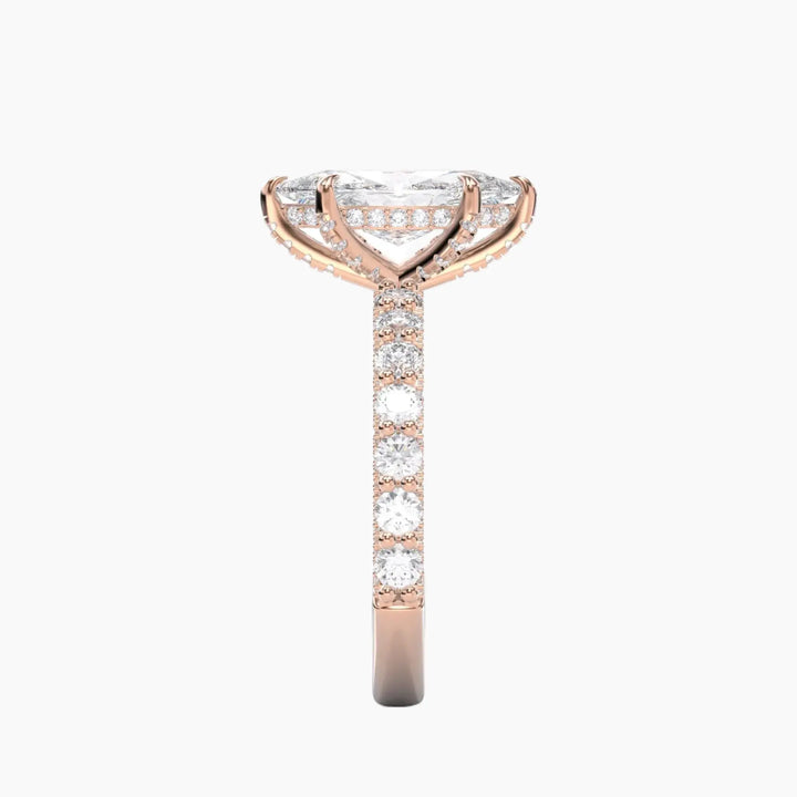 Lustre Marquise Hidden Halo 3 Carat Lab Grown Diamond Engagement Ring in 14K White Gold