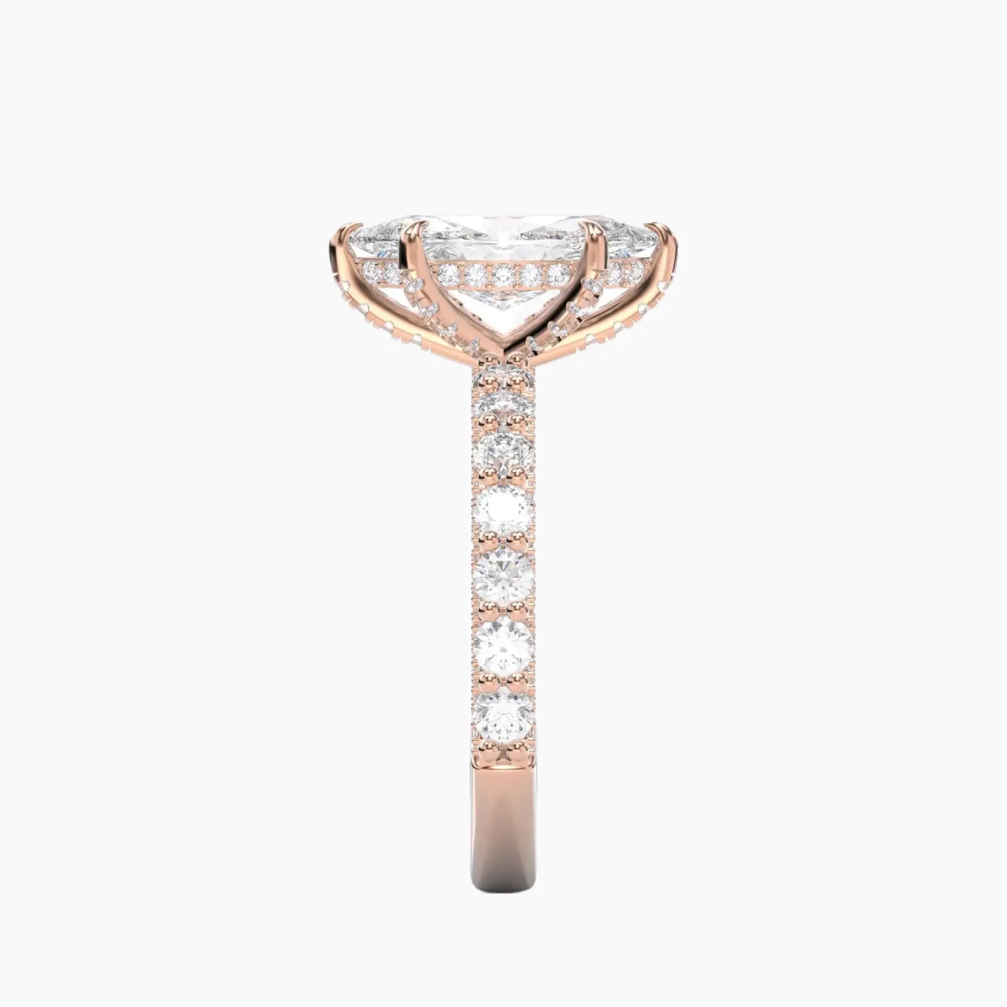 Lustre Marquise Hidden Halo 3 Carat Lab Grown Diamond Engagement Ring in 14K Yellow Gold