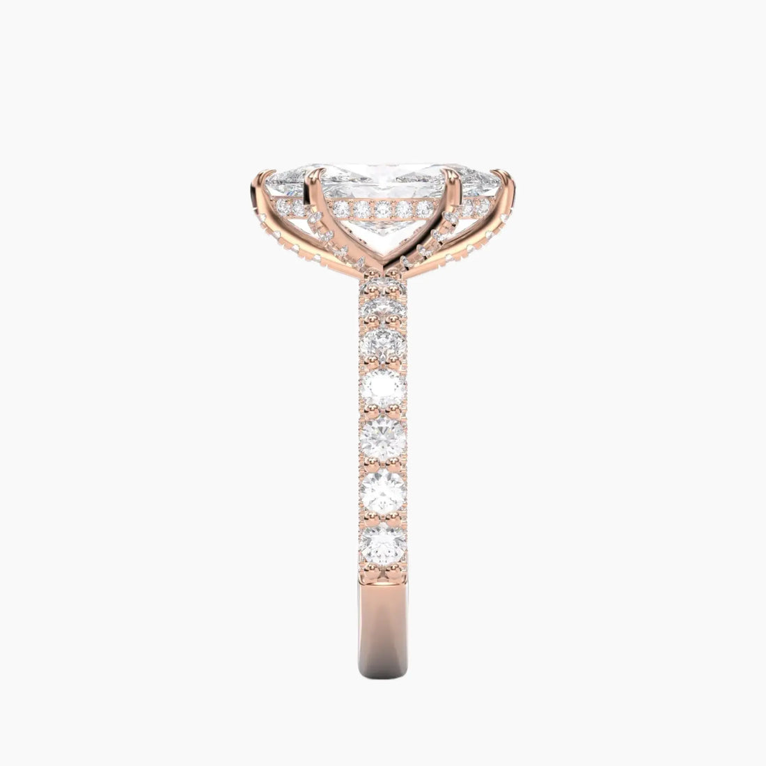 Lustre Marquise Hidden Halo 1.5 Carat Lab Grown Diamond Engagement Ring in 14K Rose Gold