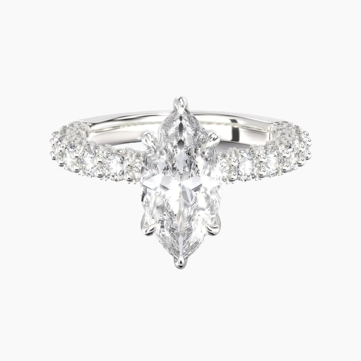 Lustre Marquise Hidden Halo 2.5 Carat Lab Grown Diamond Engagement Ring in 18K White Gold