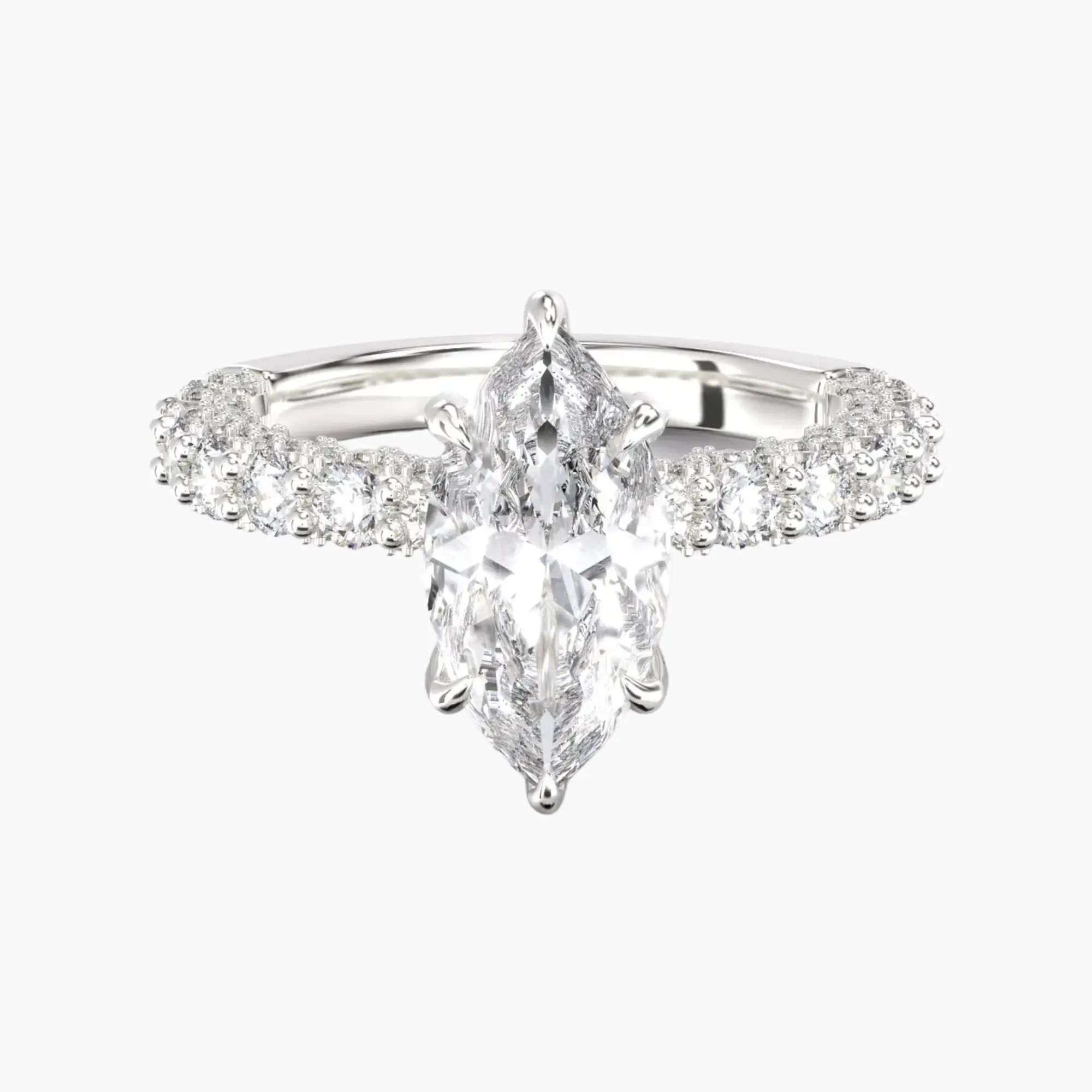 Lustre Marquise Hidden Halo 3 Carat Lab Grown Diamond Engagement Ring in 18K White Gold