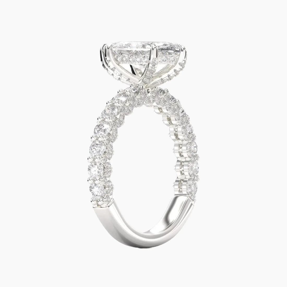 Lustre Marquise Hidden Halo 1.5 Carat Lab Grown Diamond Engagement Ring in 14K White Gold