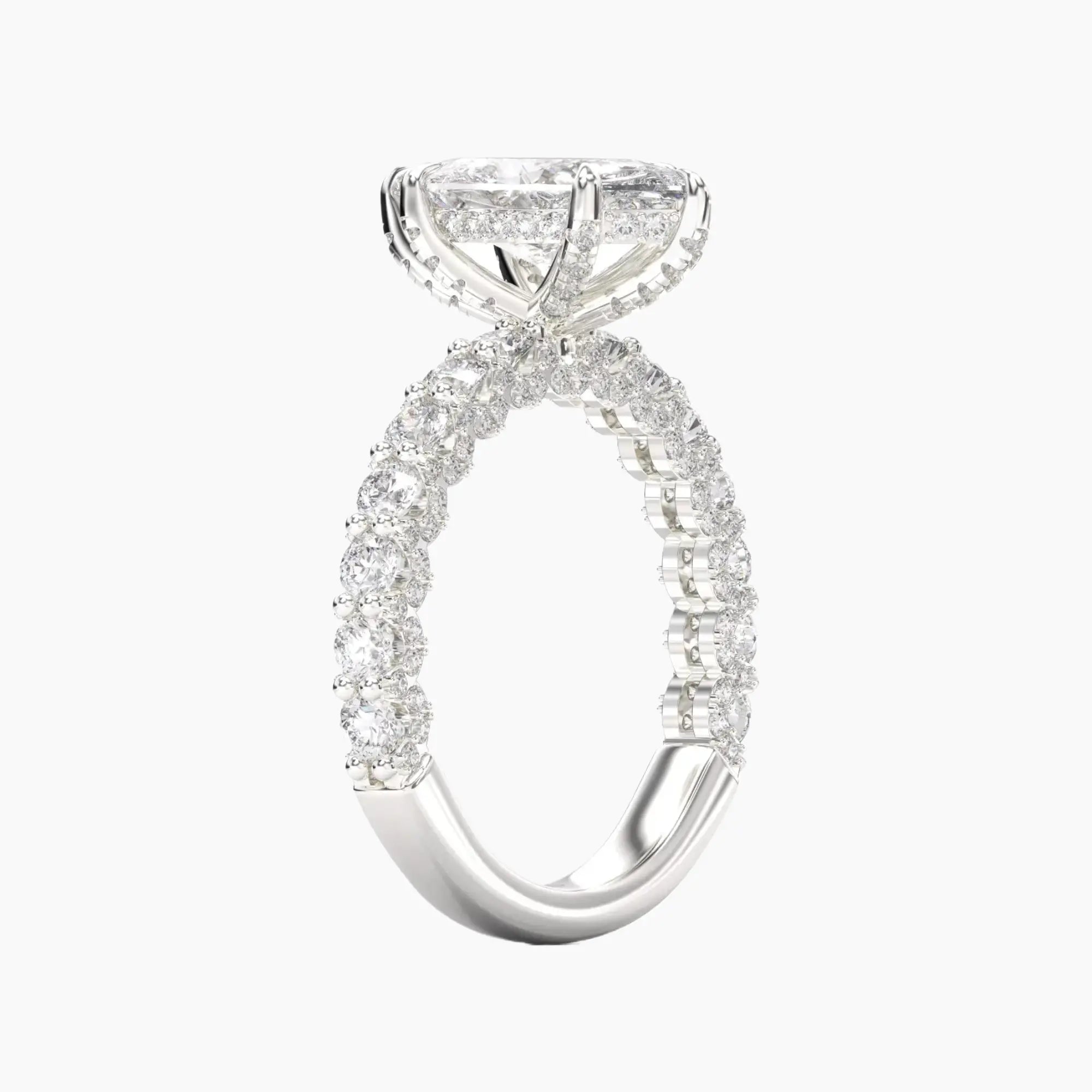 Lustre Marquise Hidden Halo 1 Carat Lab Grown Diamond Engagement Ring in 18K White Gold