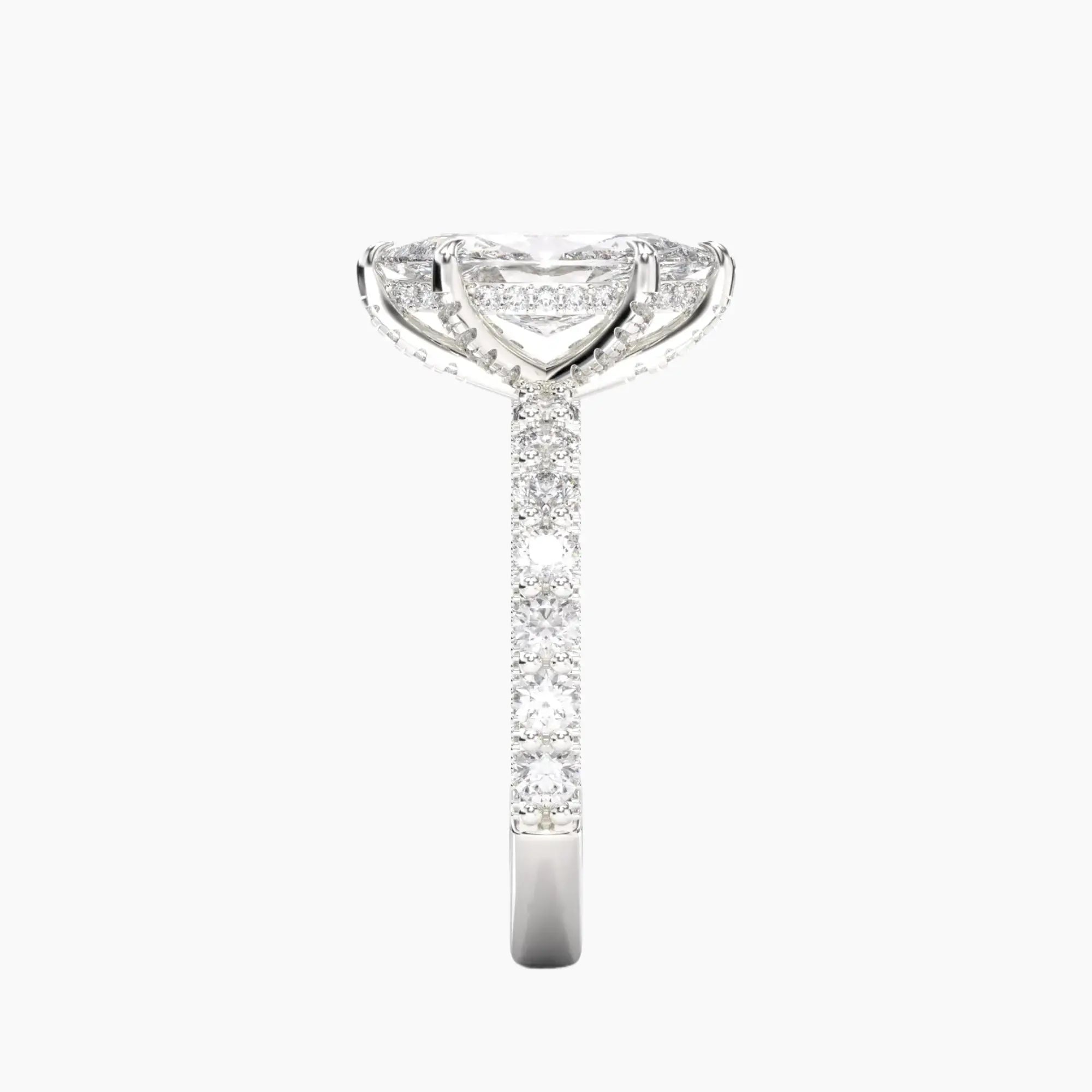 Lustre Marquise Hidden Halo 1.5 Carat Lab Grown Diamond Engagement Ring in 18K White Gold