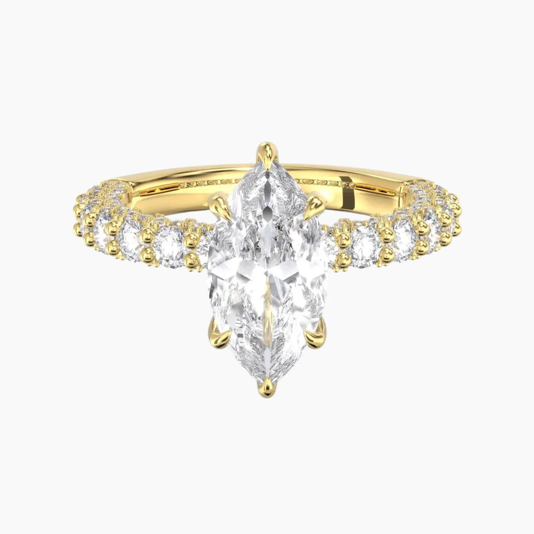 Lustre Marquise Hidden Halo 1.5 Carat Lab Grown Diamond Engagement Ring in 14K Yellow Gold