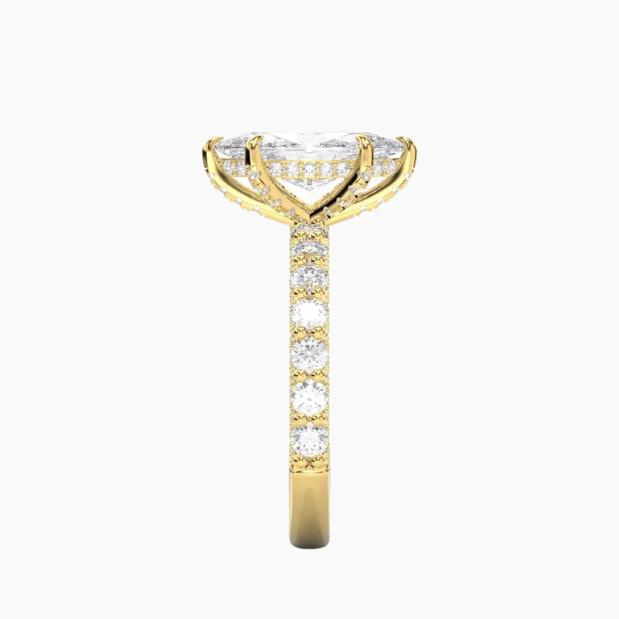Lustre Marquise Hidden Halo 2.5 Carat Lab Grown Diamond Engagement Ring in 14K Yellow Gold