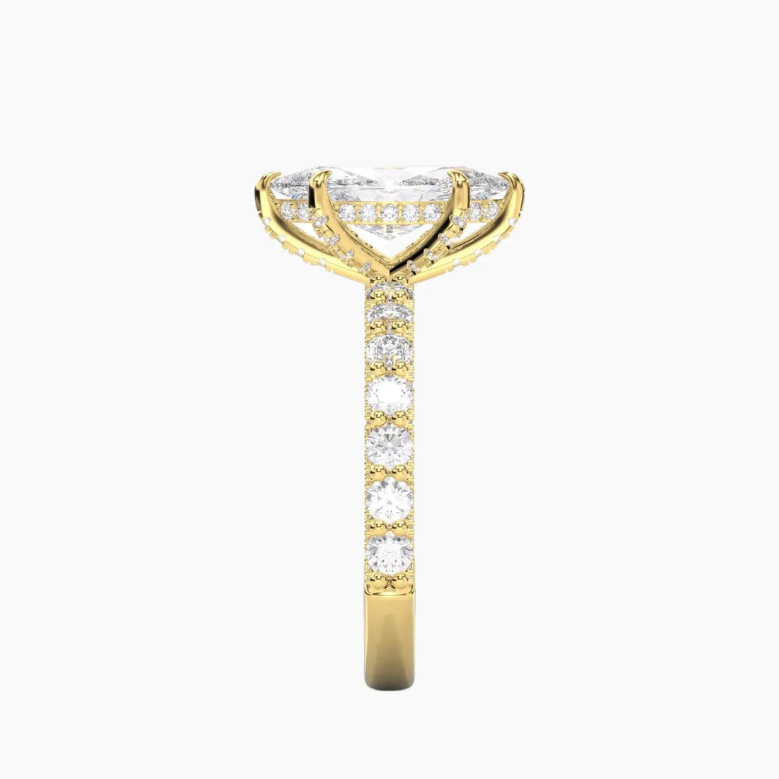 Lustre Marquise Hidden Halo 3 Carat Lab Grown Diamond Engagement Ring in 18K Rose Gold