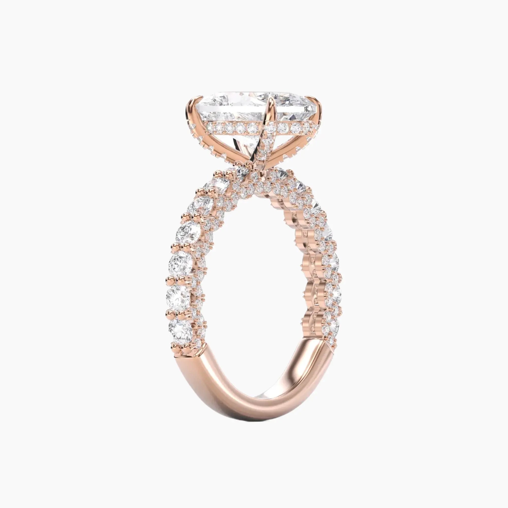 Lustre Oval Hidden Halo 1 Carat Lab Grown Diamond Engagement Ring in 18K White Gold