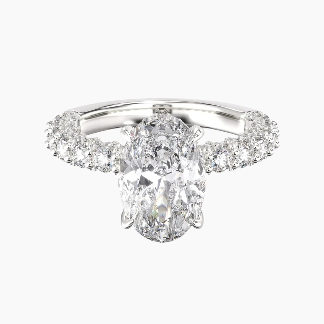 Lustre Oval Hidden Halo 3 Carat Lab Grown Diamond Engagement Ring in 18K White Gold