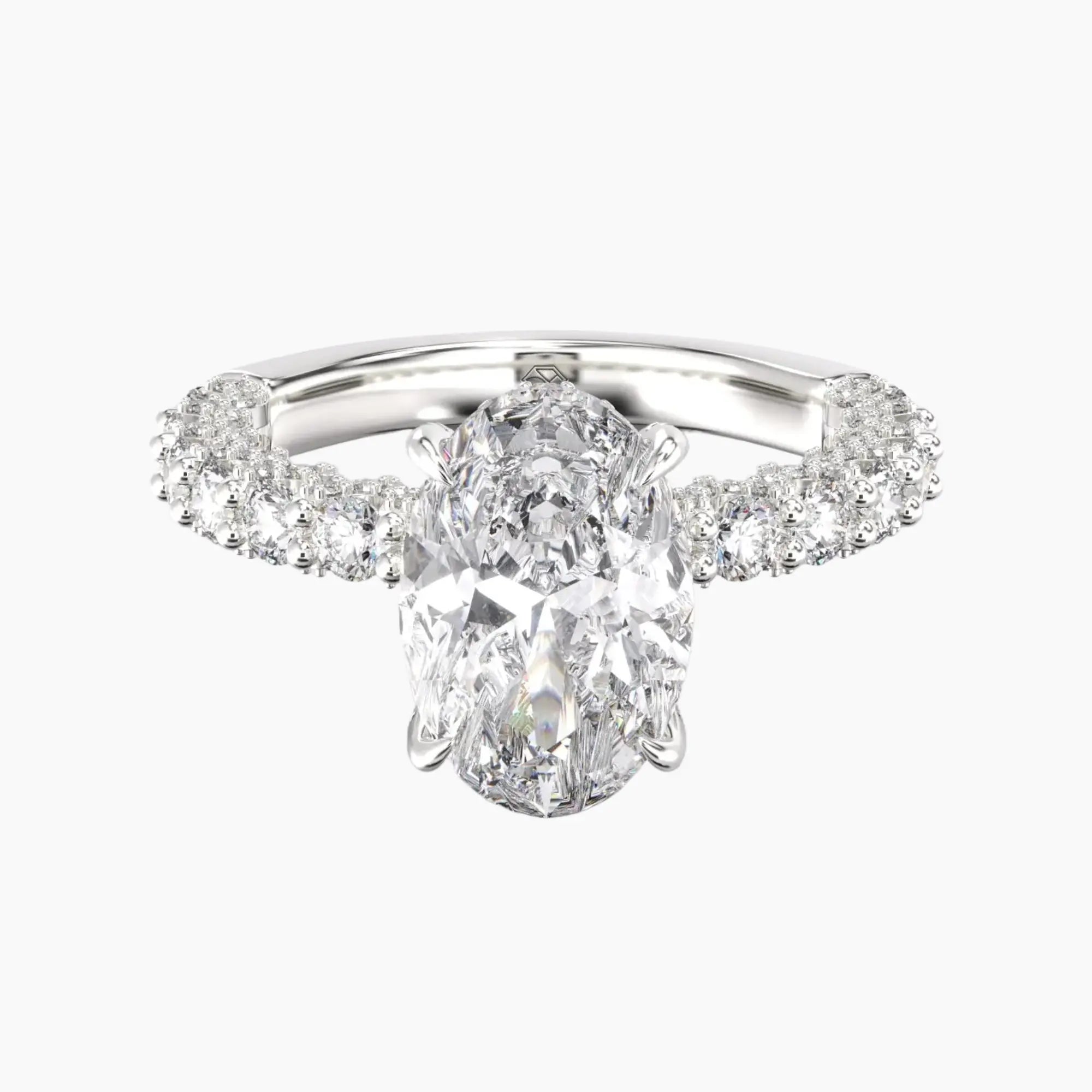 Lustre Oval Hidden Halo 1 Carat Lab Grown Diamond Engagement Ring in 18K Yellow Gold