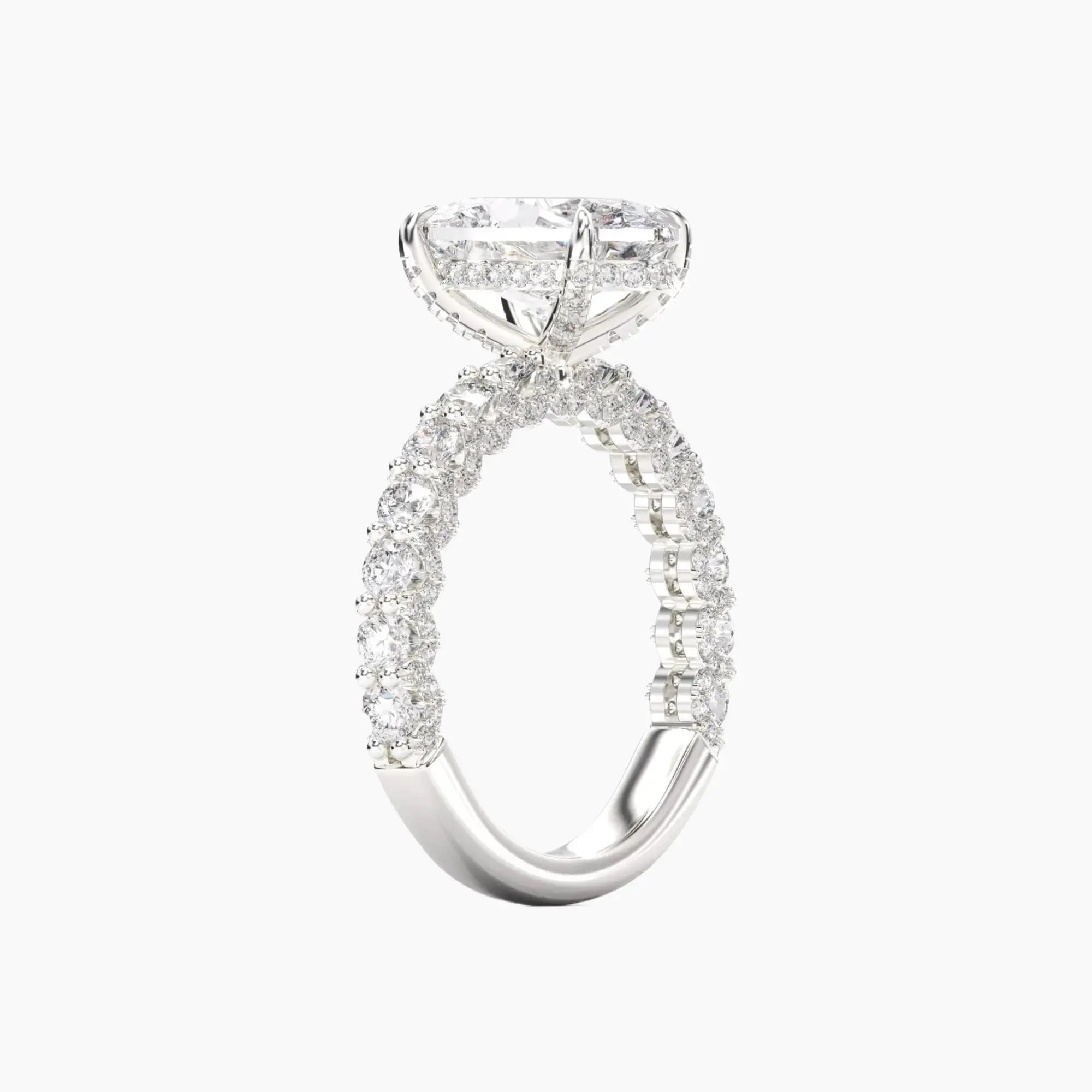 Lustre Oval Hidden Halo Diamond Ring Setting in 18K Yellow Gold