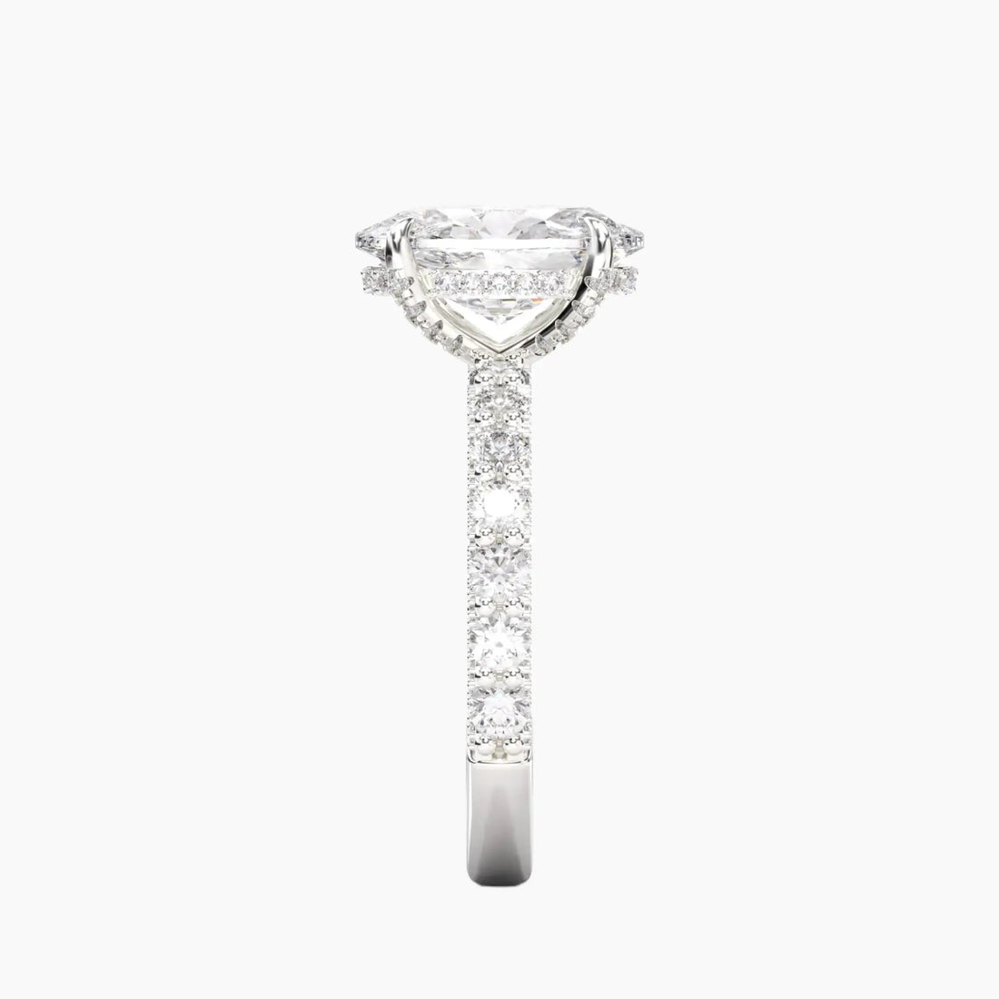 Lustre Oval Hidden Halo 1 Carat Lab Grown Diamond Engagement Ring in 18K Yellow Gold