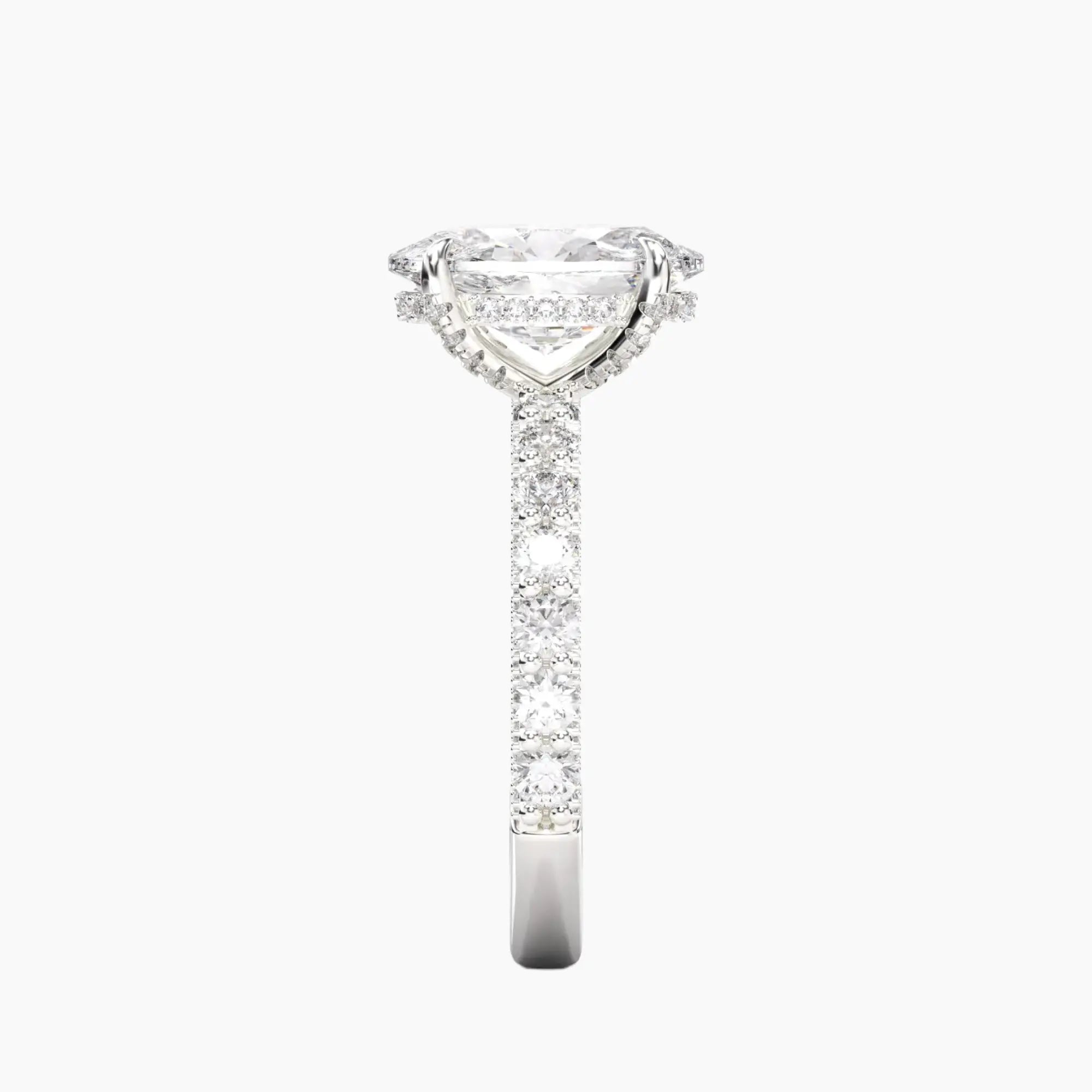 Lustre Oval Hidden Halo 3 Carat Lab Grown Diamond Engagement Ring in 18K White Gold