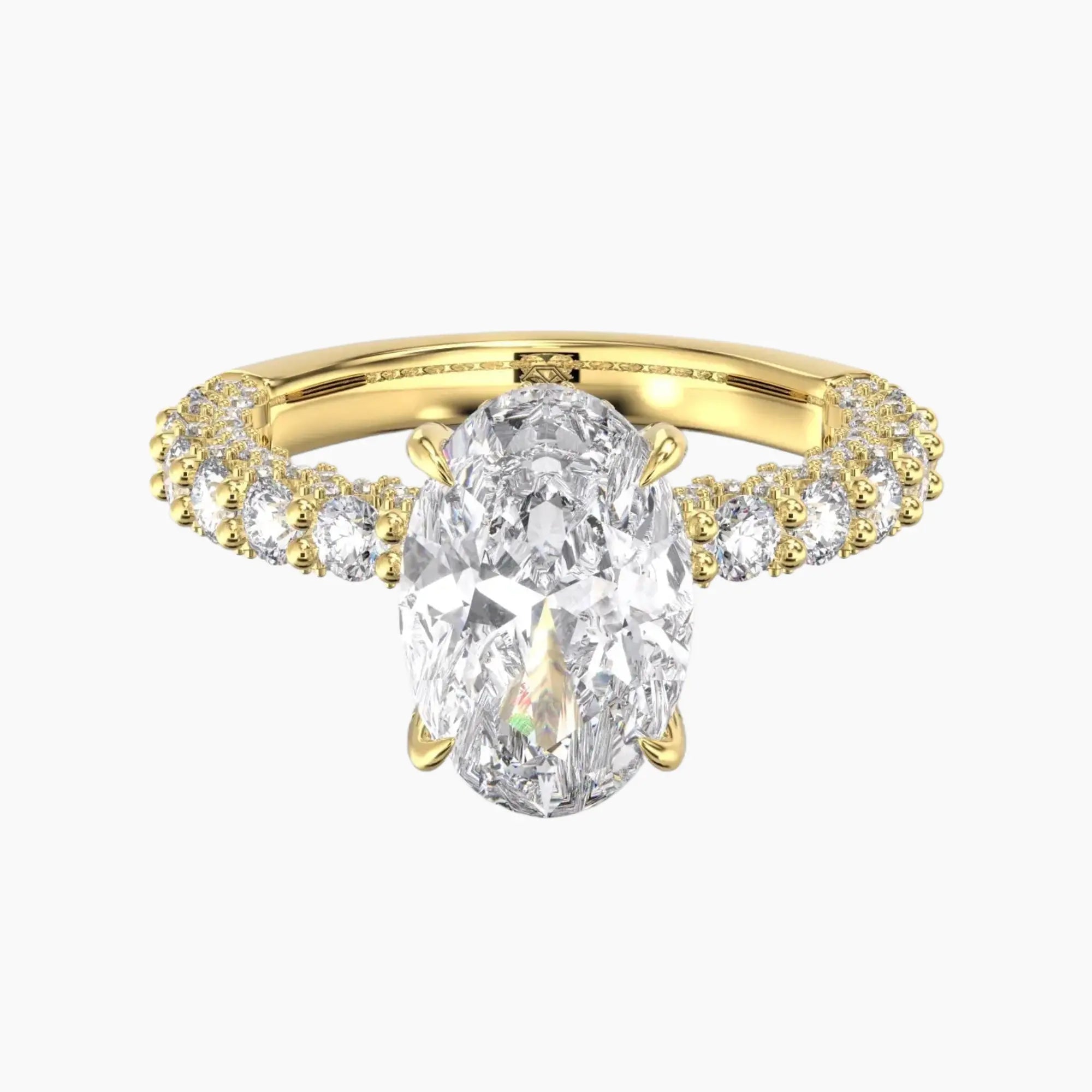 Lustre Oval Hidden Halo Diamond Ring Setting in 14K White Gold