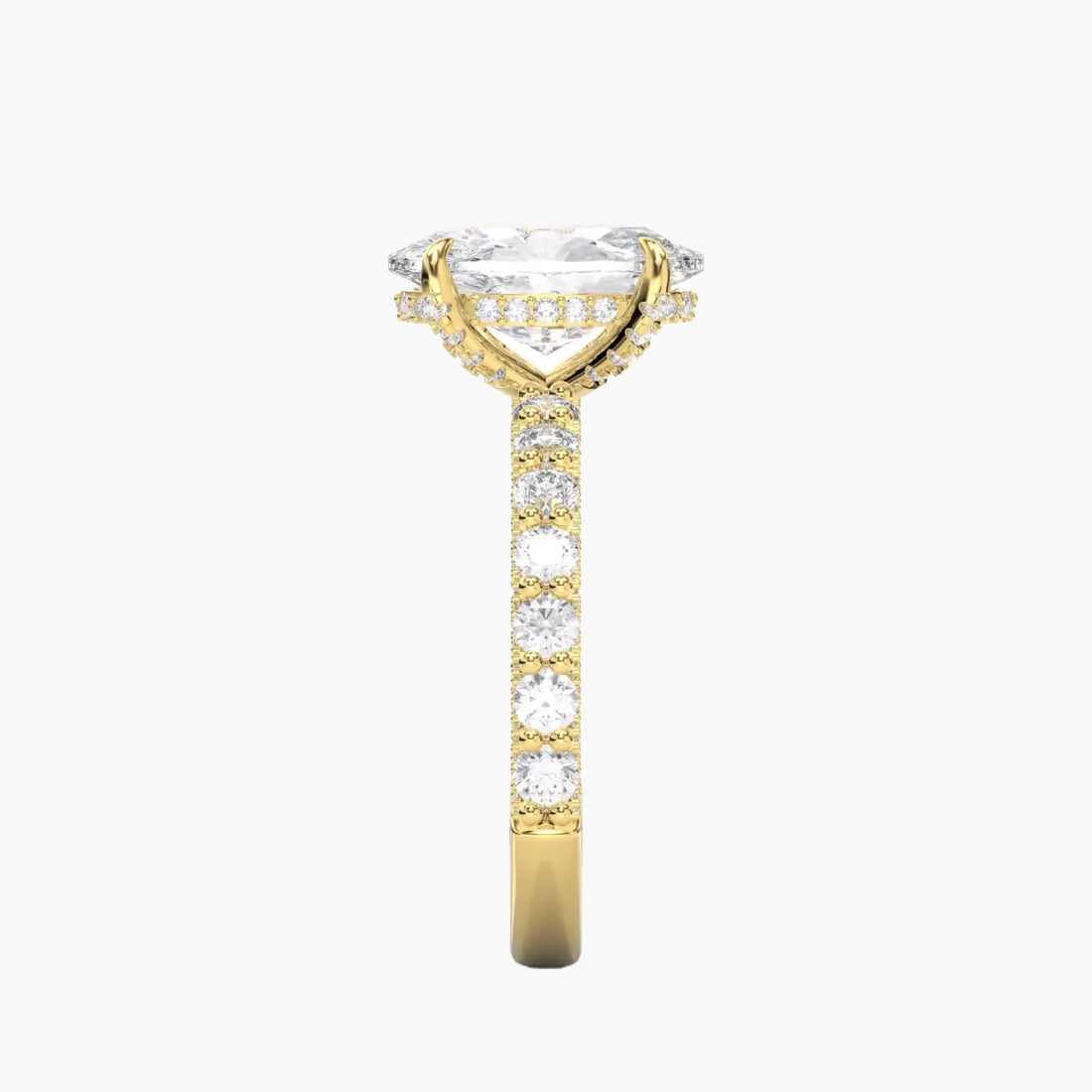 Lustre Oval Hidden Halo 2.5 Carat Lab Grown Diamond Engagement Ring in 18K Yellow Gold