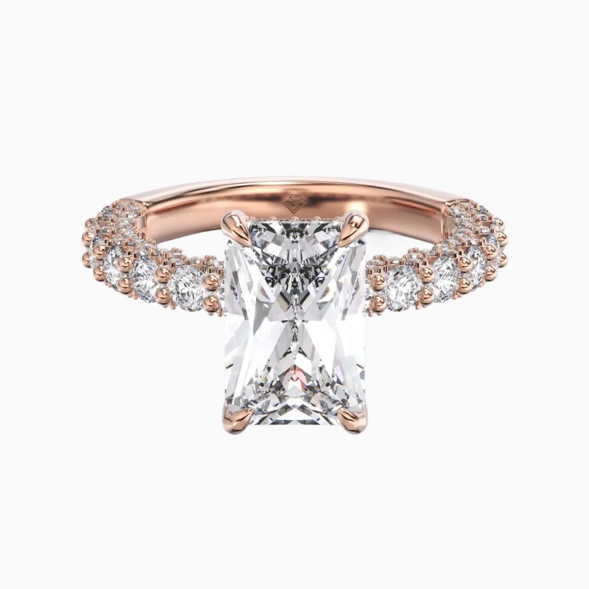 Lustre Radiant Hidden Halo 2.5 Carat Lab Grown Diamond Engagement Ring in 18K Yellow Gold