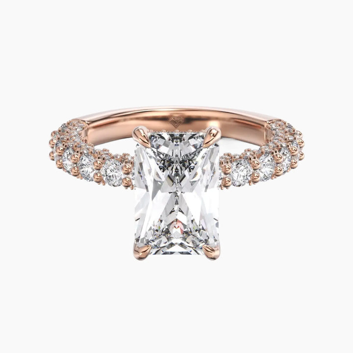 Lustre Radiant Hidden Halo 2 Carat Lab Grown Diamond Engagement Ring in 14K Rose Gold