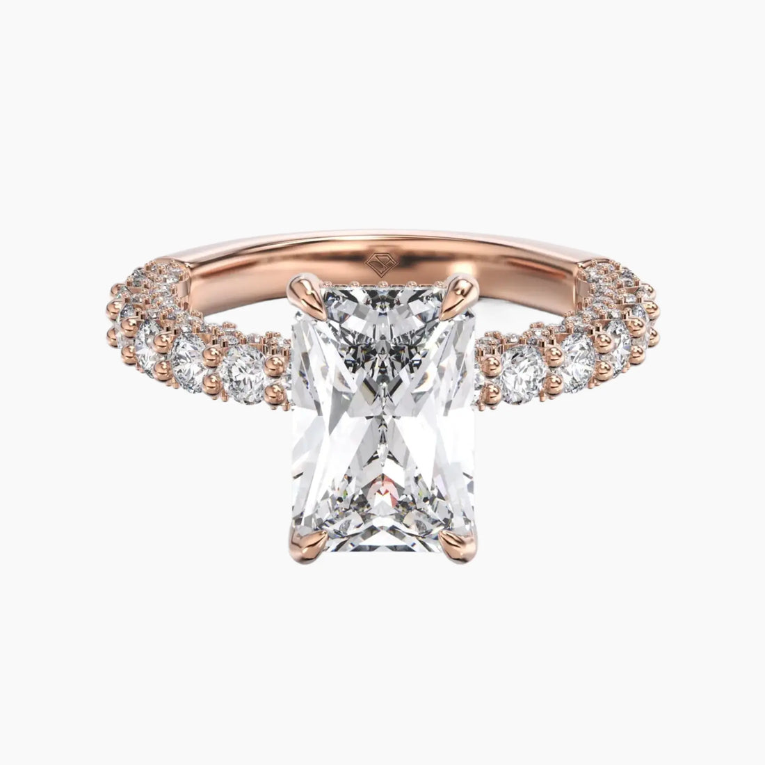 Lustre Radiant Hidden Halo 3 Carat Lab Grown Diamond Engagement Ring in 14K Yellow Gold