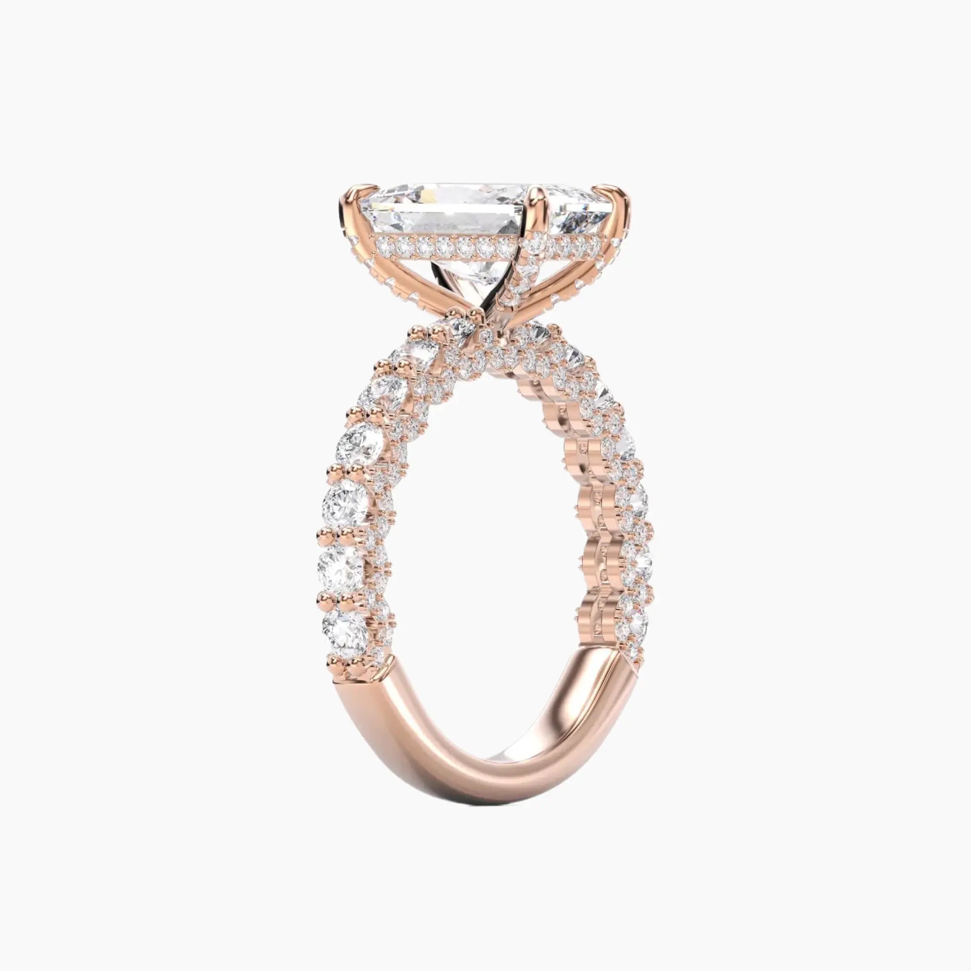Lustre Radiant Hidden Halo 1.5 Carat Lab Grown Diamond Engagement Ring in 18K Yellow Gold