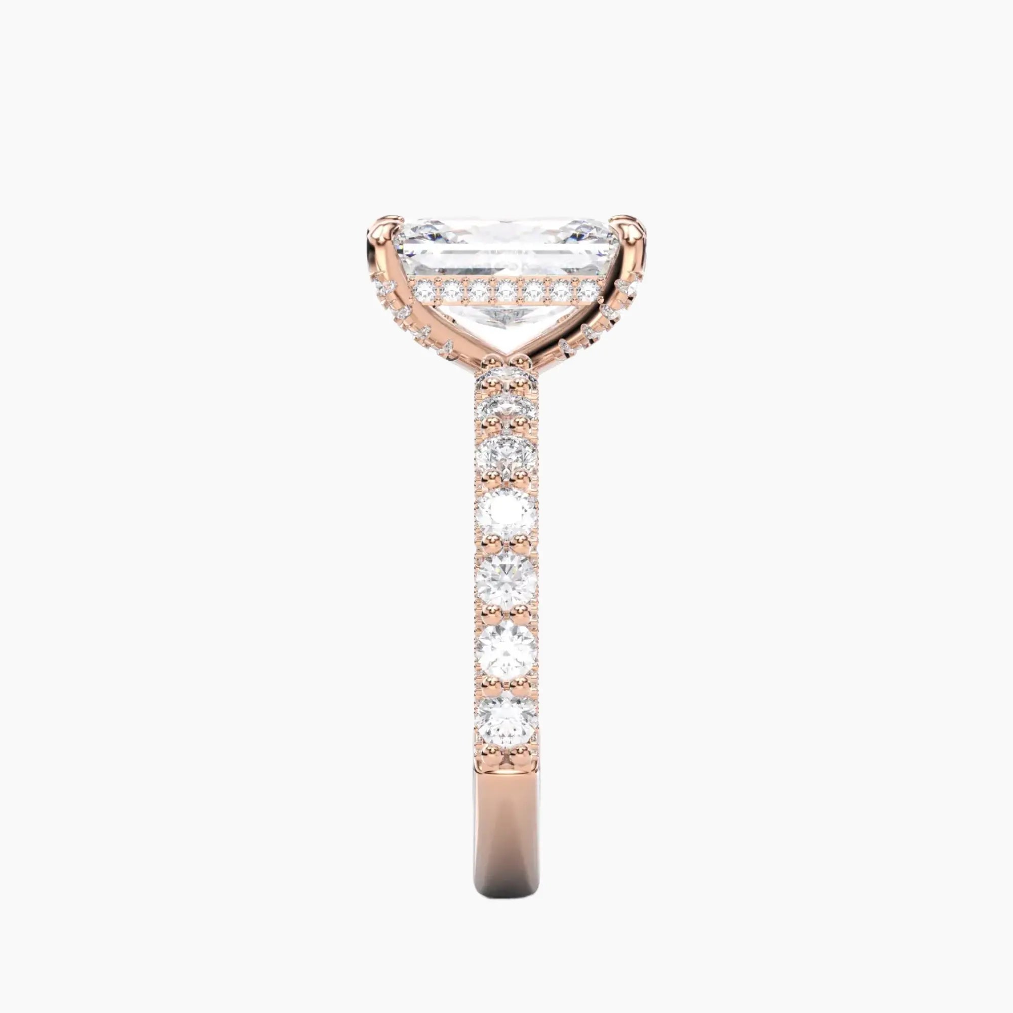 Lustre Radiant Hidden Halo 1 Carat Lab Grown Diamond Engagement Ring in 14K Rose Gold