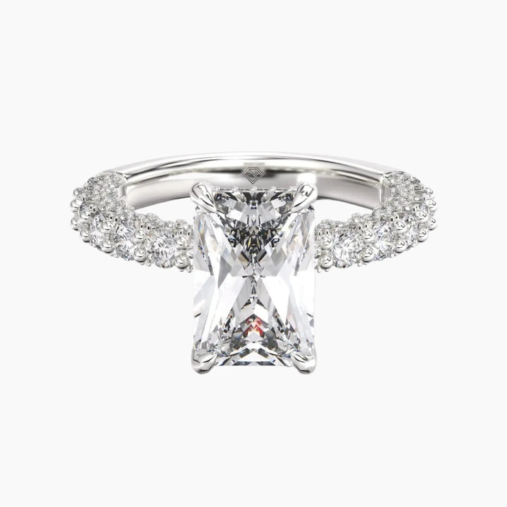 Lustre Radiant Hidden Halo 2.5 Carat Lab Grown Diamond Engagement Ring in 14K White Gold
