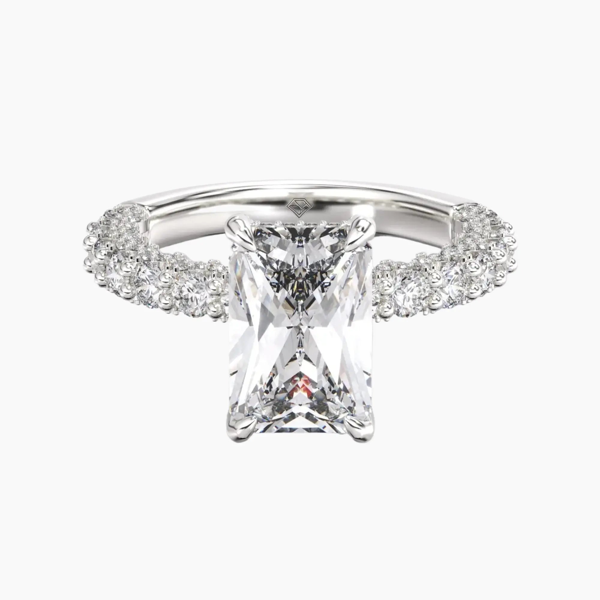 Lustre Radiant Hidden Halo 1.5 Carat Lab Grown Diamond Engagement Ring in 14K White Gold