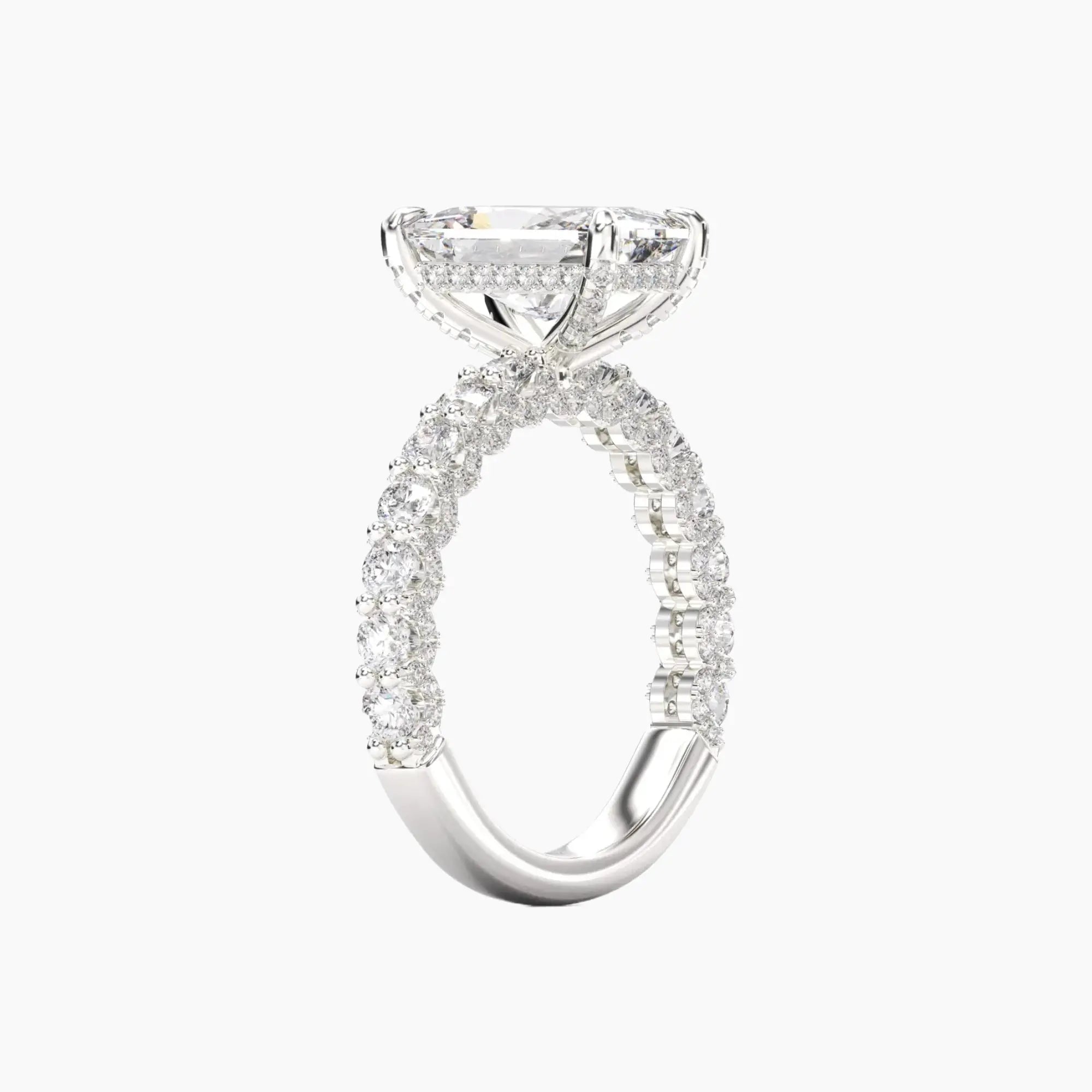 Lustre Radiant Hidden Halo 2.5 Carat Lab Grown Diamond Engagement Ring in 18K Rose Gold