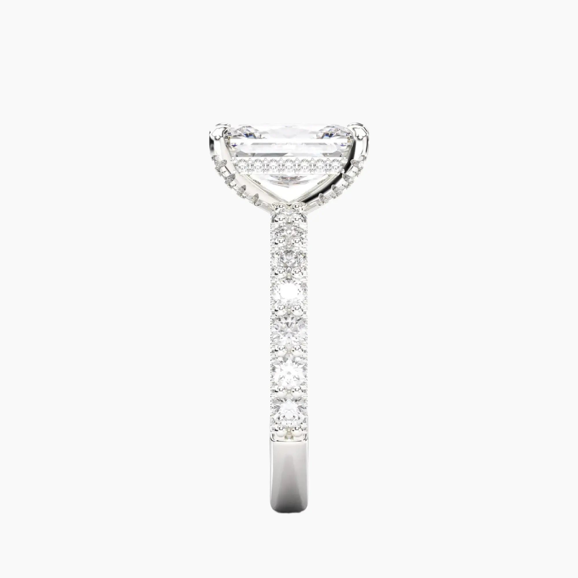 Lustre Radiant Hidden Halo 2.5 Carat Lab Grown Diamond Engagement Ring in 18K White Gold