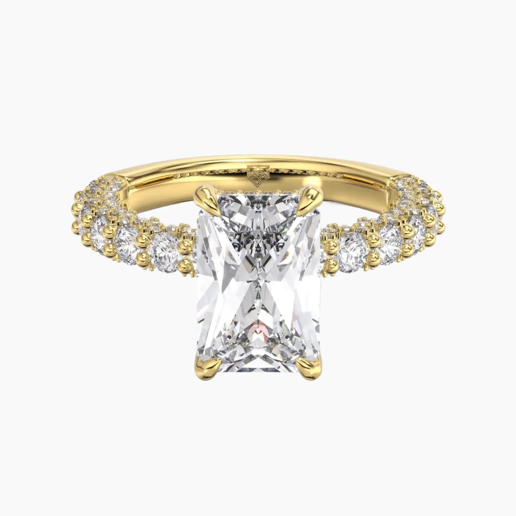 Lustre Radiant Hidden Halo 2.5 Carat Lab Grown Diamond Engagement Ring in 18K Rose Gold