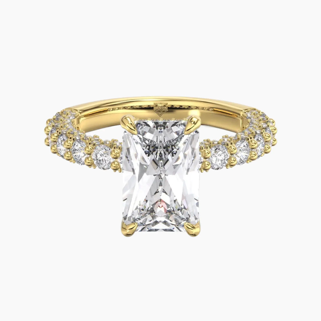 Lustre Radiant Hidden Halo 1 Carat Lab Grown Diamond Engagement Ring in 18K Yellow Gold