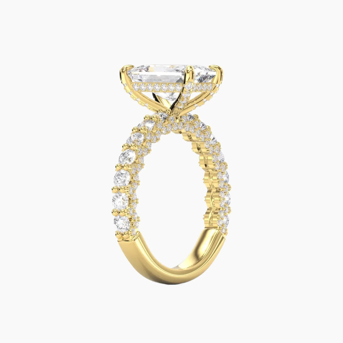 Lustre Radiant Hidden Halo 1 Carat Lab Grown Diamond Engagement Ring in 18K White Gold