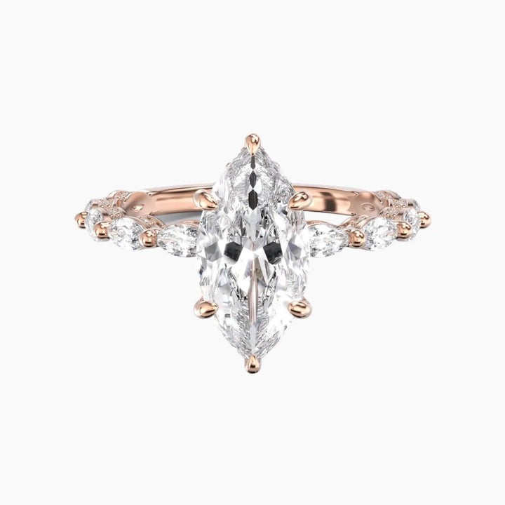 Twinkle Marquise Hidden Halo 3 Carat Lab Grown Diamond Engagement Ring in 14K Rose Gold