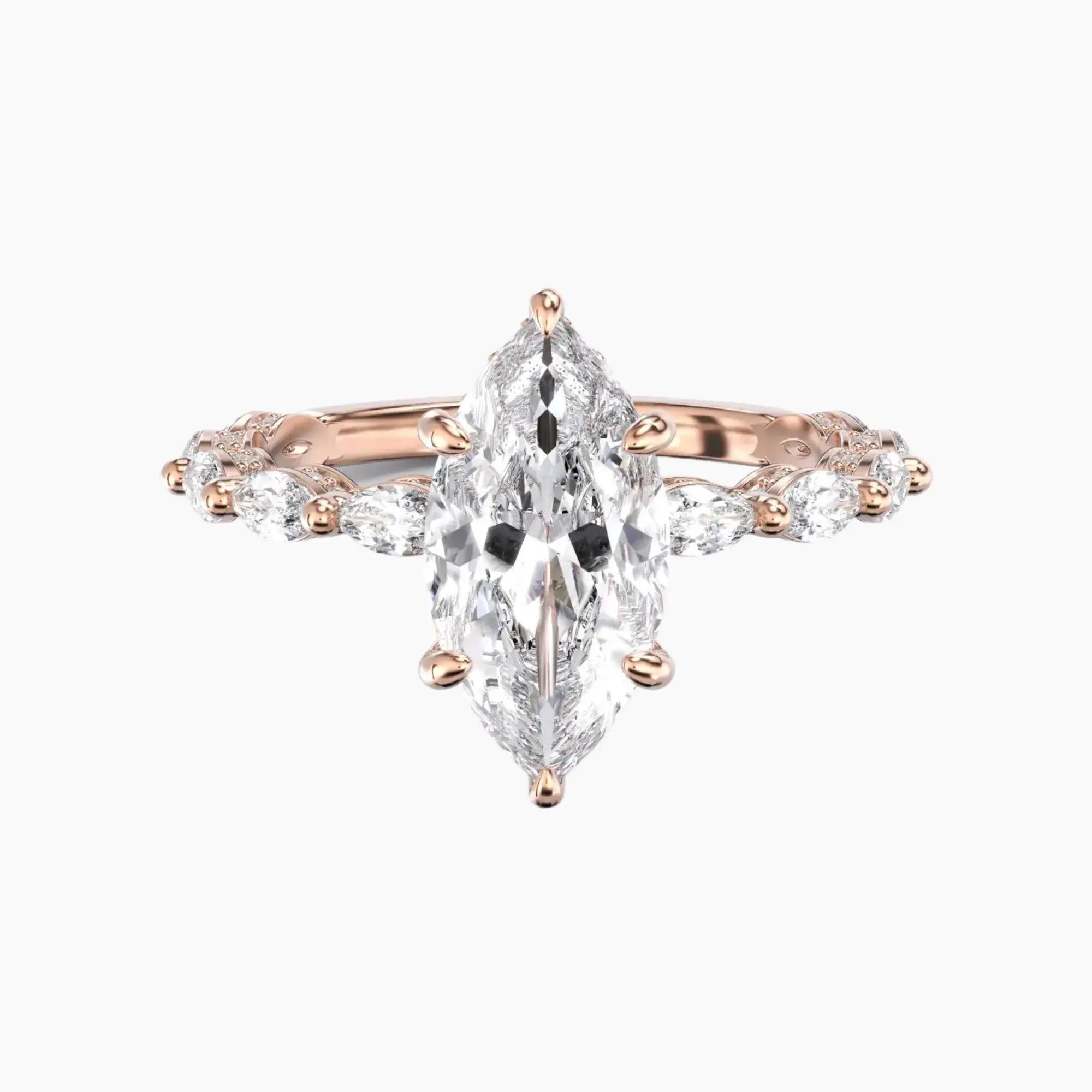 Twinkle Marquise Hidden Halo 2 Carat Lab Grown Diamond Engagement Ring in 14K Rose Gold