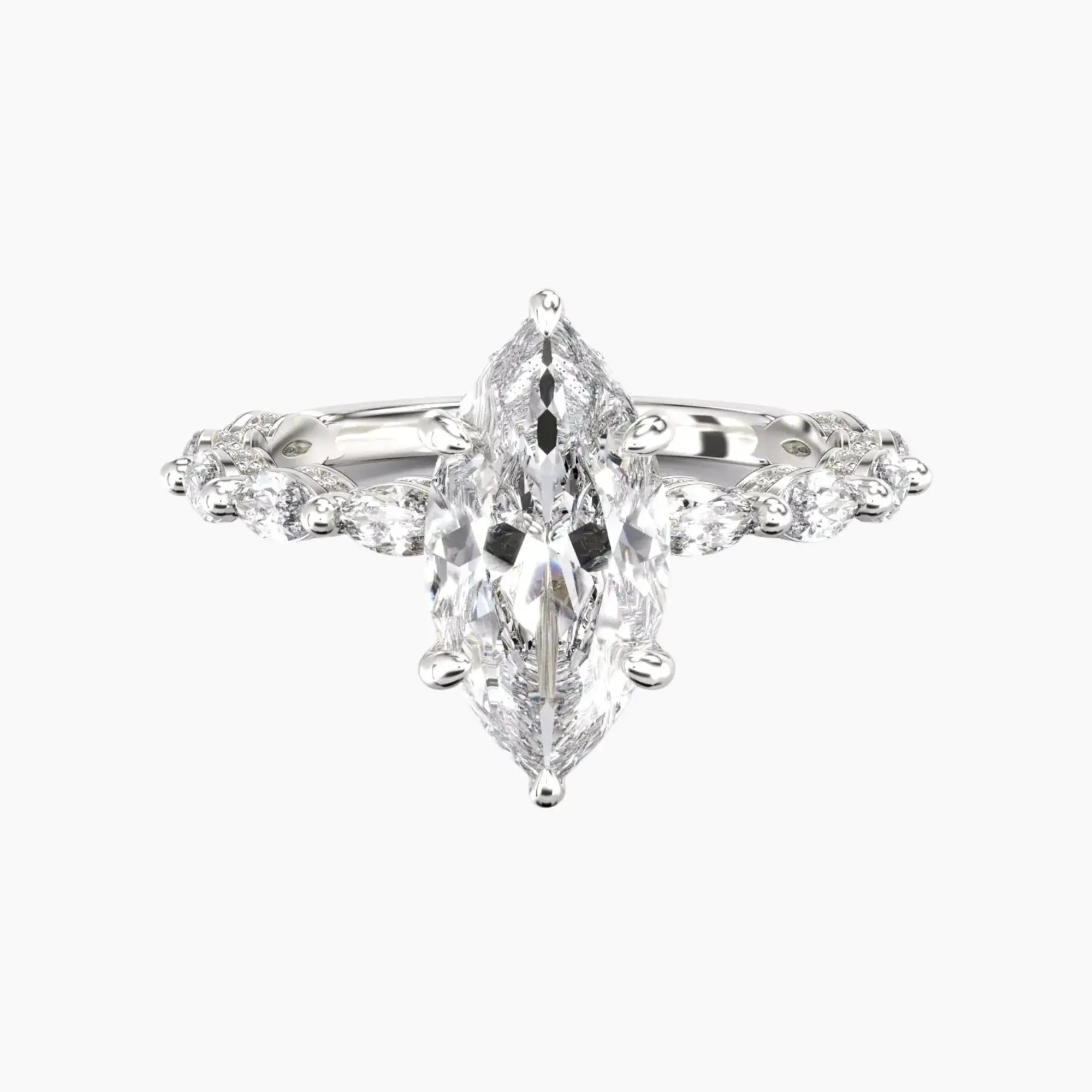 Twinkle Marquise Hidden Halo 2 Carat Lab Grown Diamond Engagement Ring in 18K White Gold