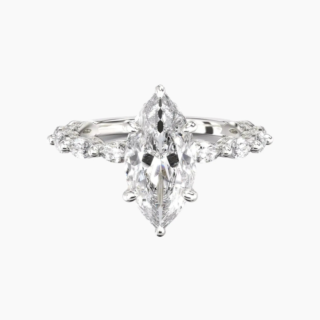 Twinkle Marquise Hidden Halo 1 Carat Lab Grown Diamond Engagement Ring in 18K White Gold