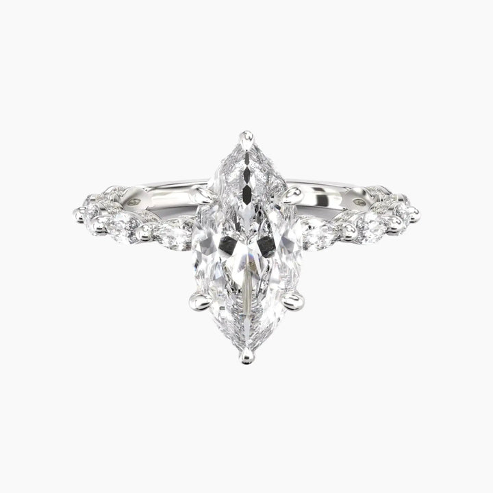 Twinkle Marquise Hidden Halo 1 Carat Lab Grown Diamond Engagement Ring in 18K White Gold