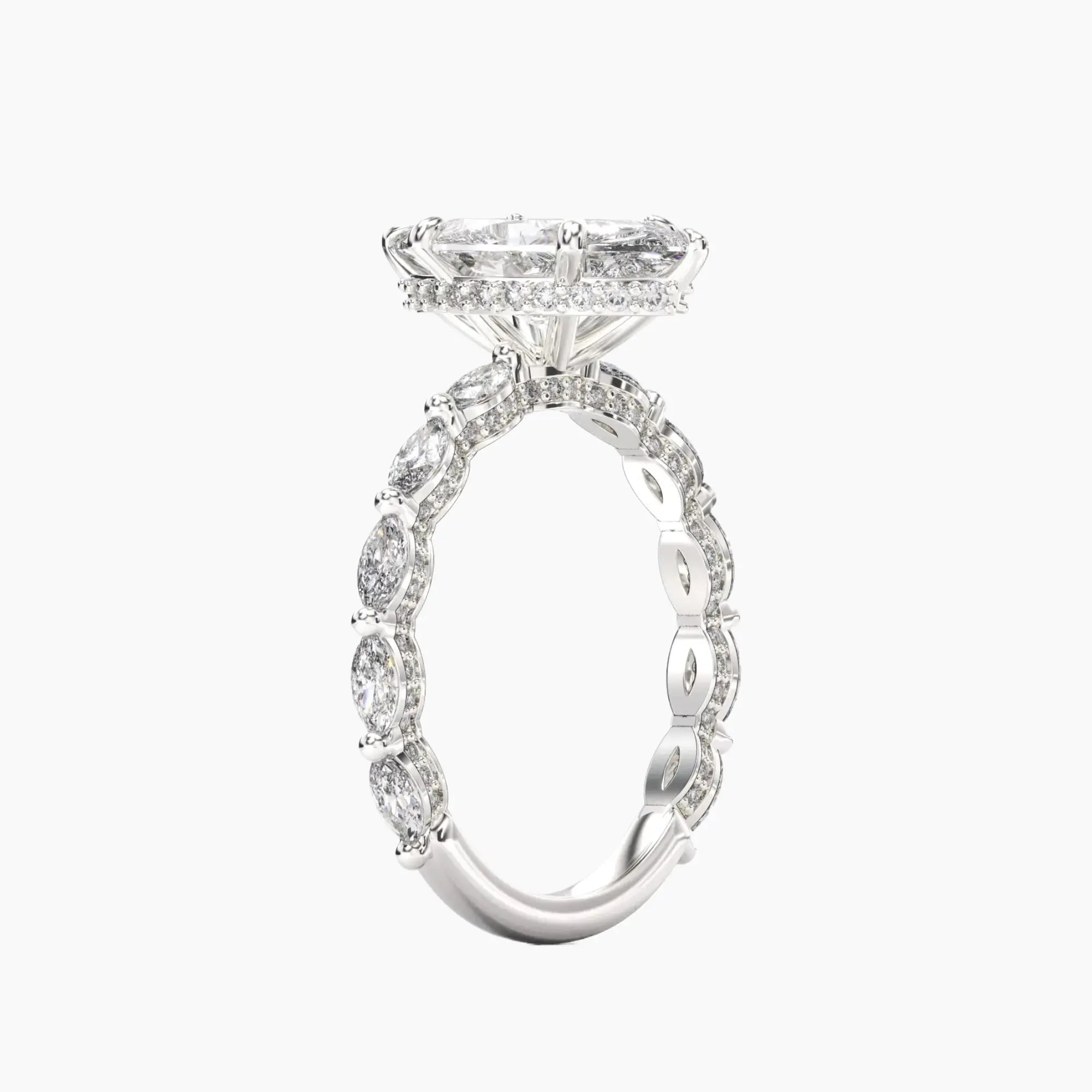 Twinkle Marquise Hidden Halo 2.5 Carat Lab Grown Diamond Engagement Ring in 18K Rose Gold