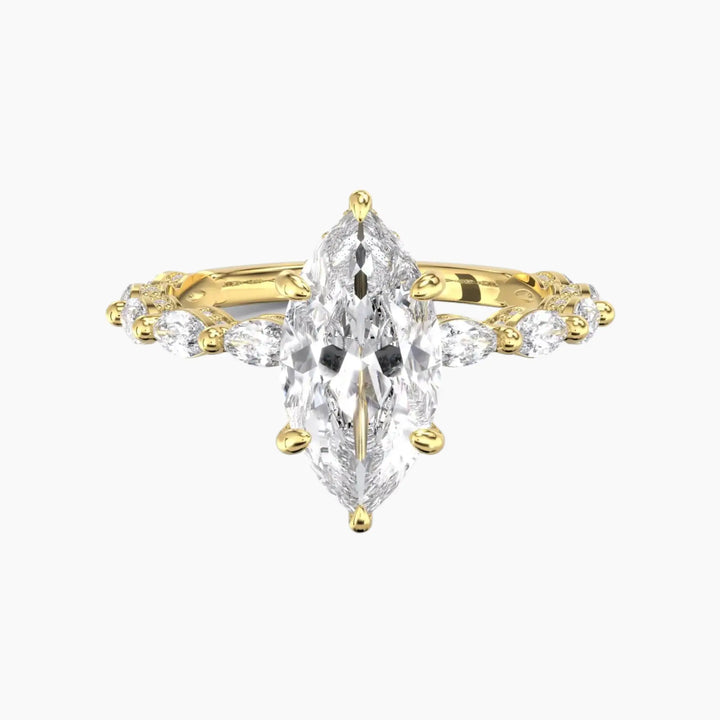 Twinkle Marquise Hidden Halo 2.5 Carat Lab Grown Diamond Engagement Ring in 14K Yellow Gold