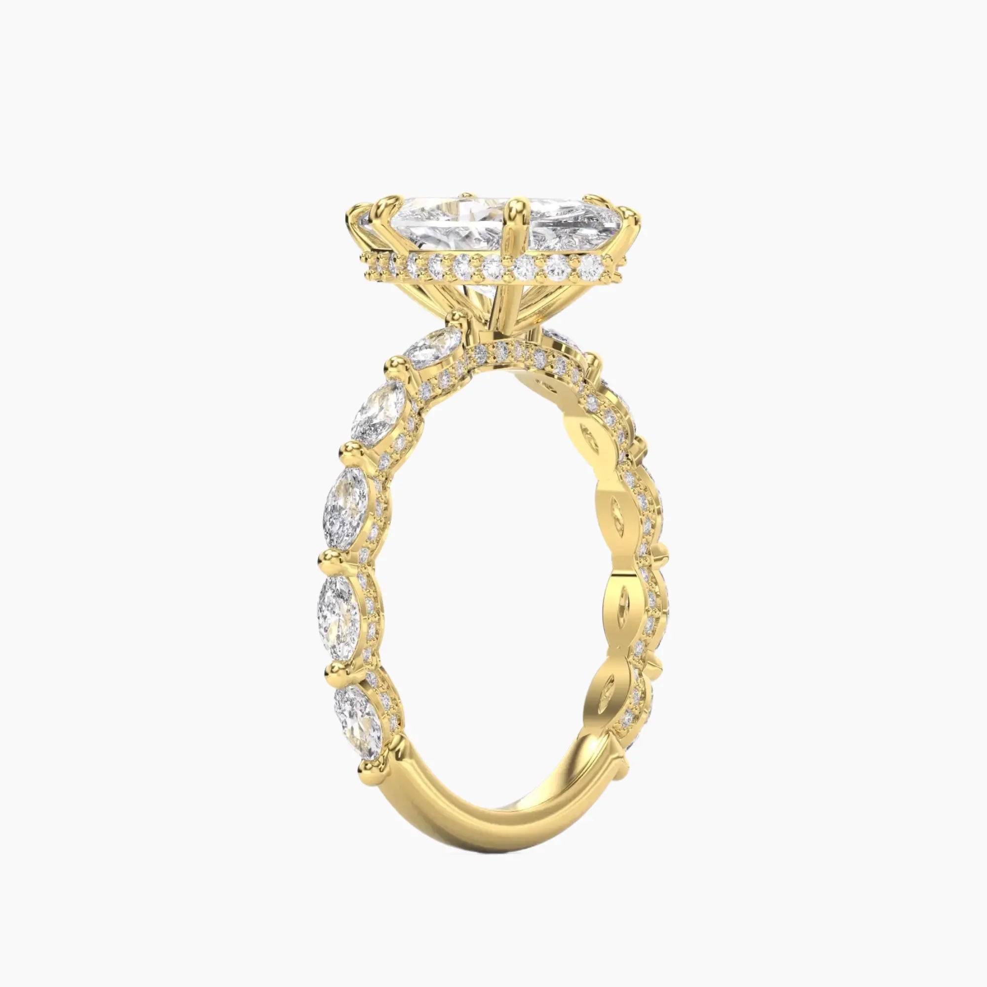 Twinkle Marquise Hidden Halo 2 Carat Lab Grown Diamond Engagement Ring in 18K Yellow Gold
