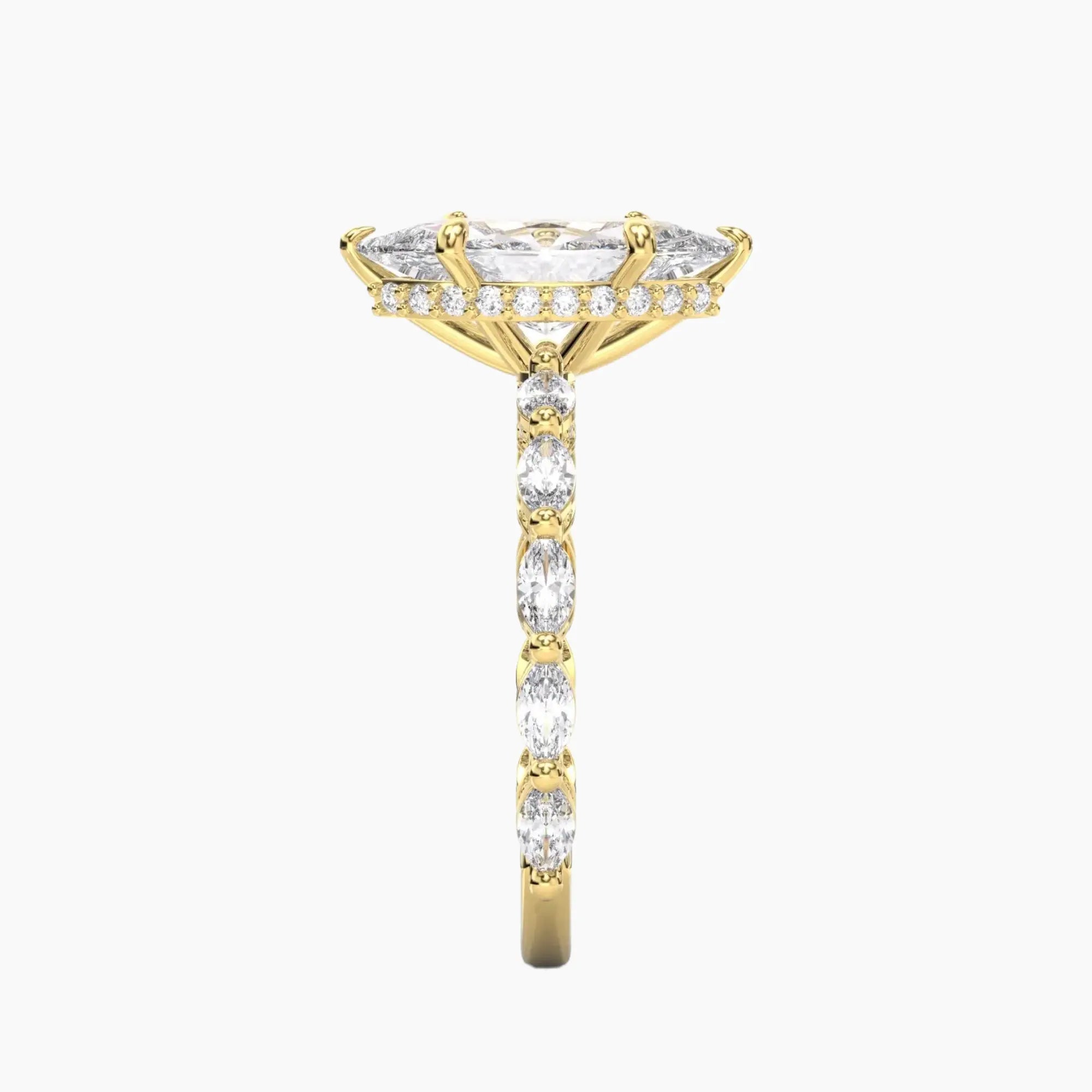 Twinkle Marquise Hidden Halo 1.5 Carat Lab Grown Diamond Engagement Ring in 14K Yellow Gold