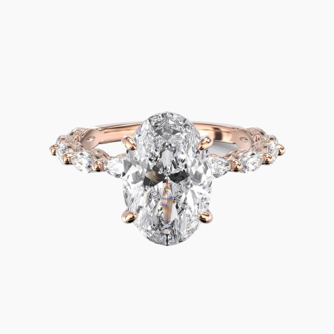 Twinkle Oval Hidden Halo 1 Carat Lab Grown Diamond Engagement Ring in 14K Yellow Gold