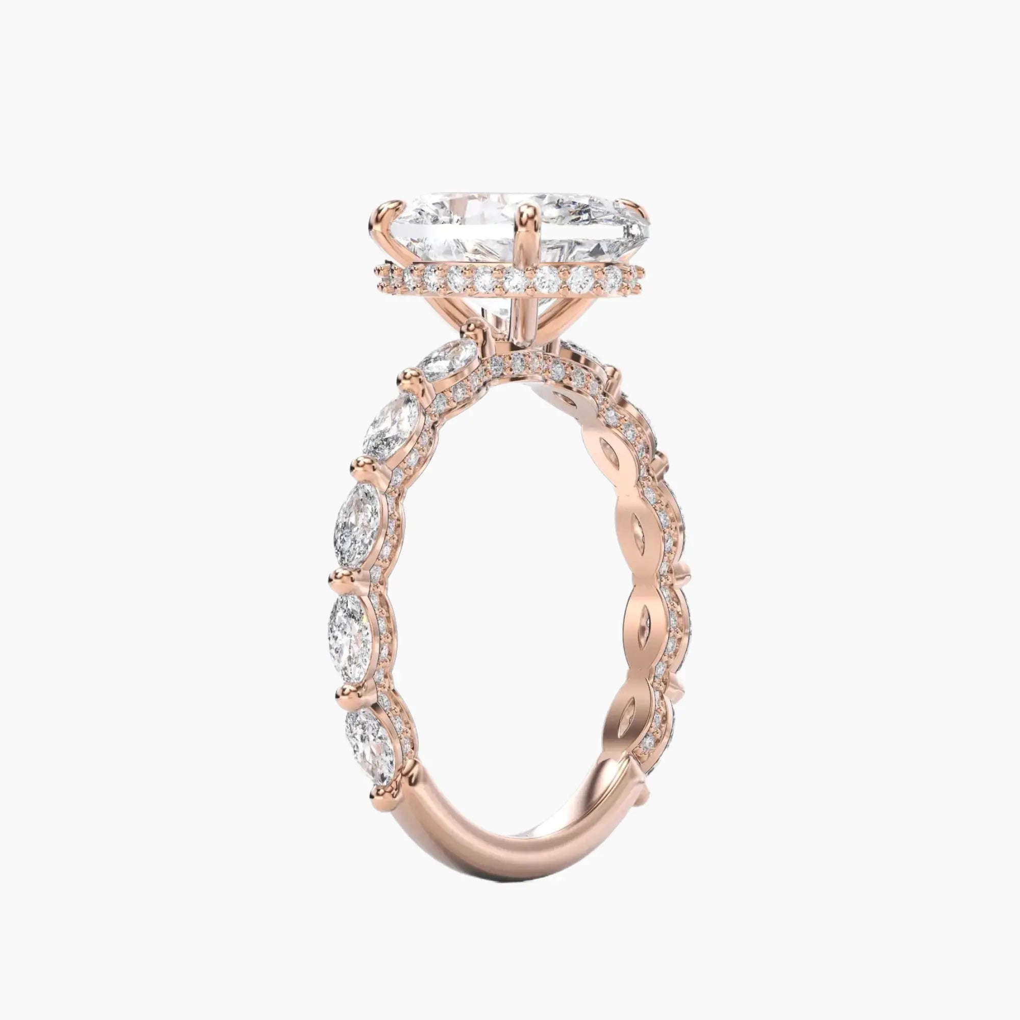 Twinkle Oval Hidden Halo 2.5 Carat Lab Grown Diamond Engagement Ring in 18K Rose Gold