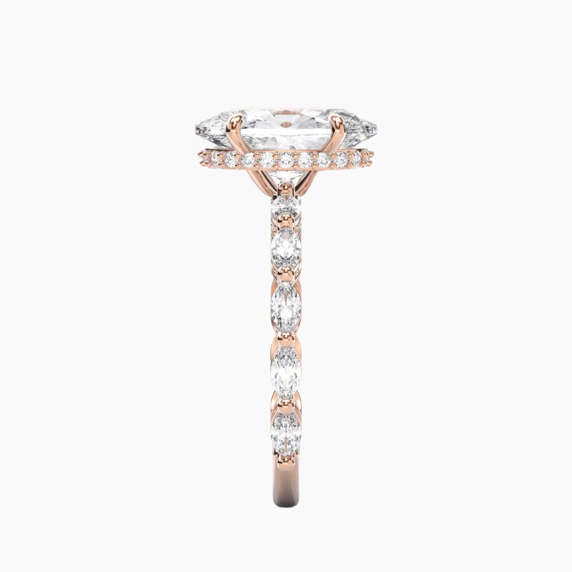 Twinkle Oval Hidden Halo 2.5 Carat Lab Grown Diamond Engagement Ring in 14K Rose Gold