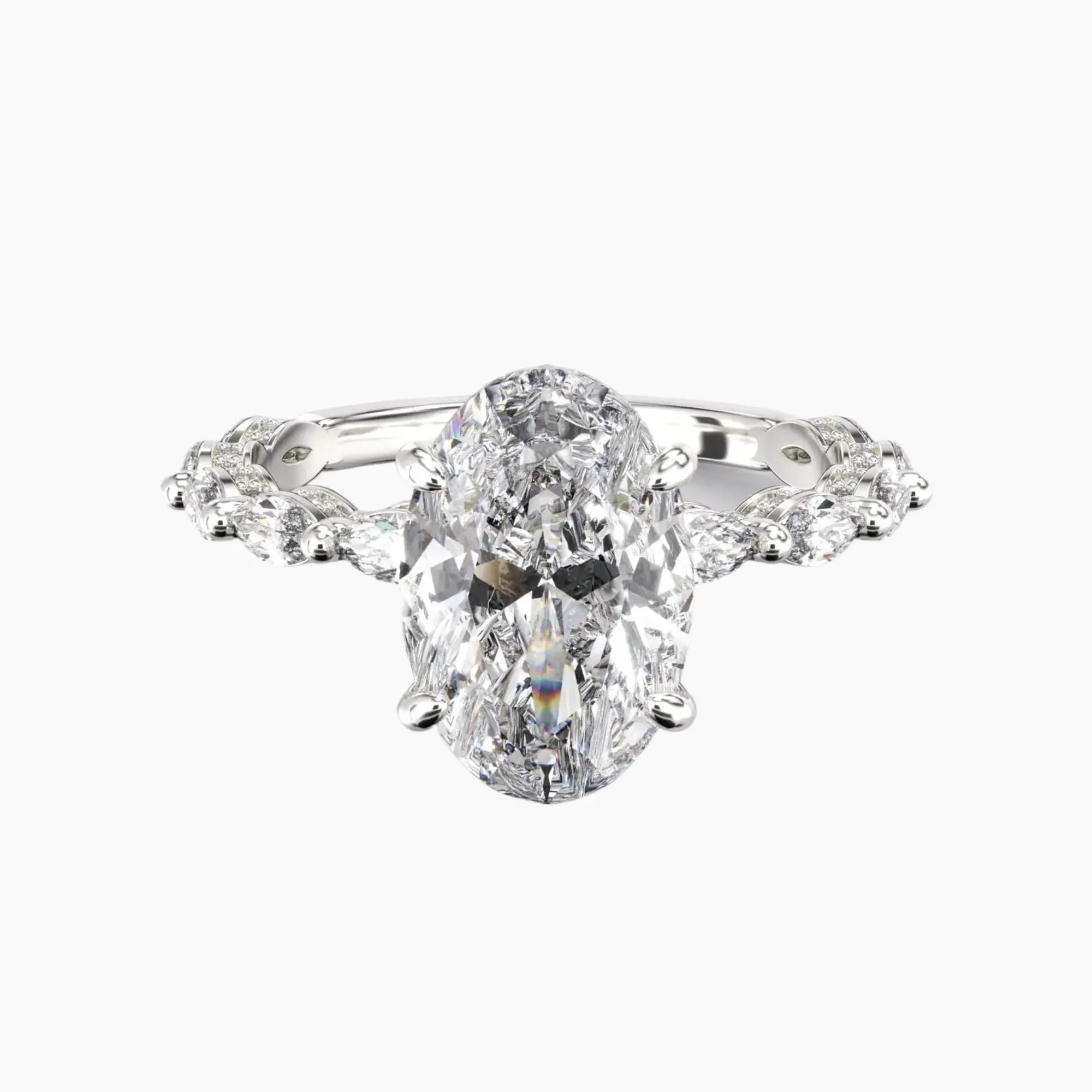 Twinkle Oval Hidden Halo 2.5 Carat Lab Grown Diamond Engagement Ring in 18K Rose Gold